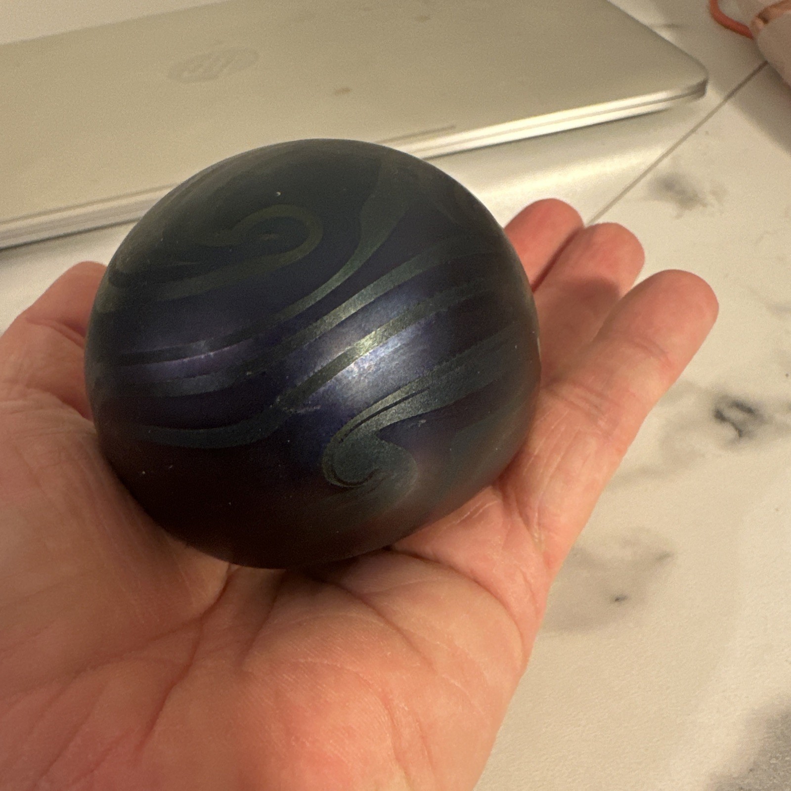 Charles Lotton Signed Iridescent King Tut Glass Paperweight