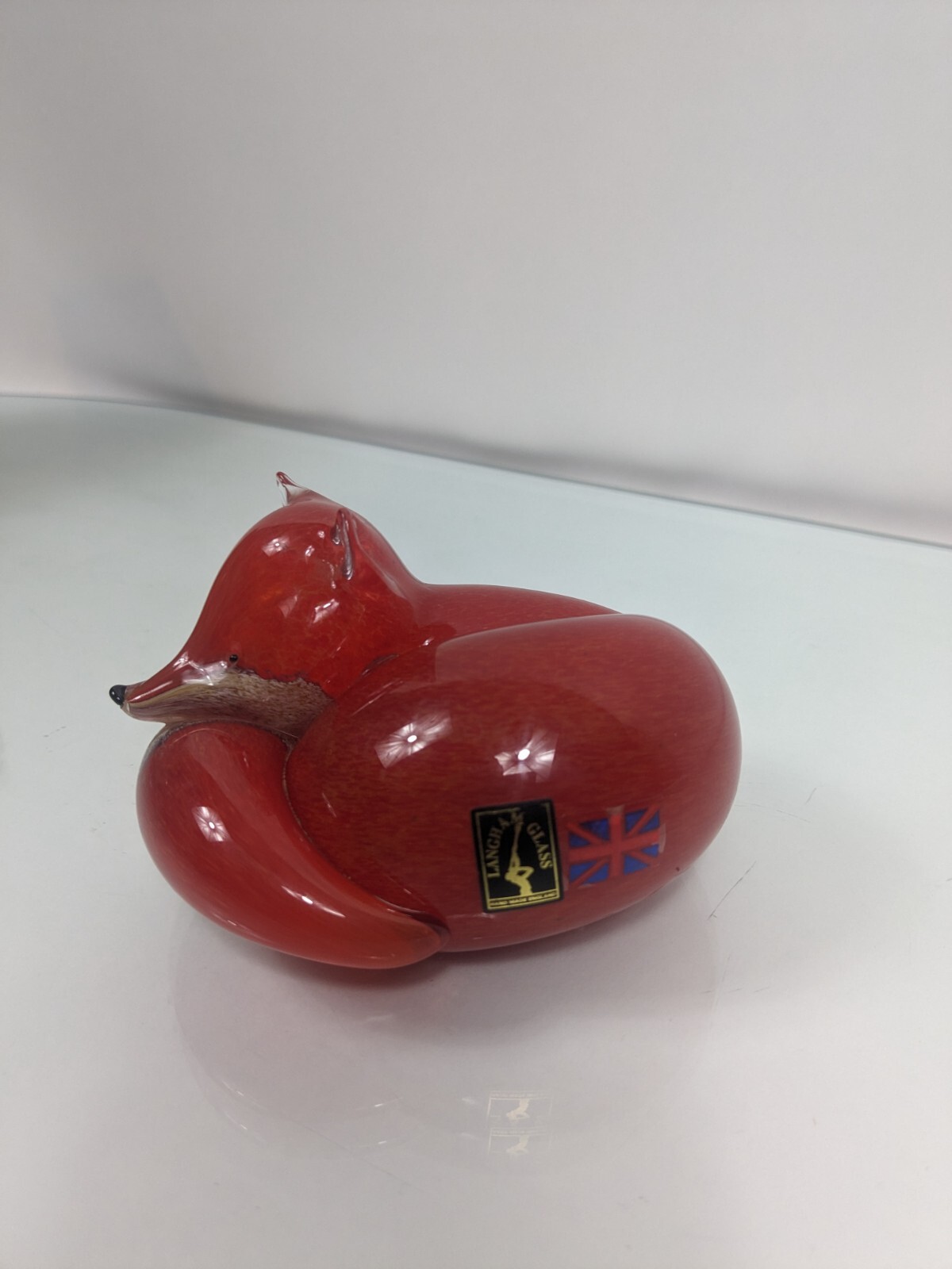 Beautiful Langham England Fox Paperweight HandBlown Art Glass Signed Paul Miller