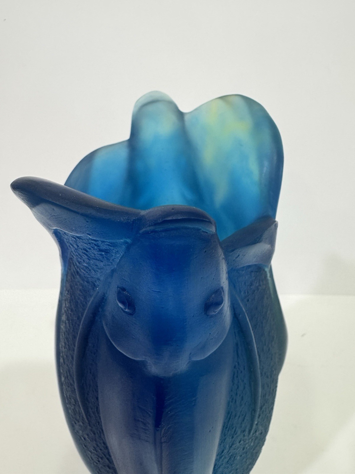 Scarce Ltd. Edition Daum Pate De Verre 12” Blue & Green Vase w/Fish Perfect!