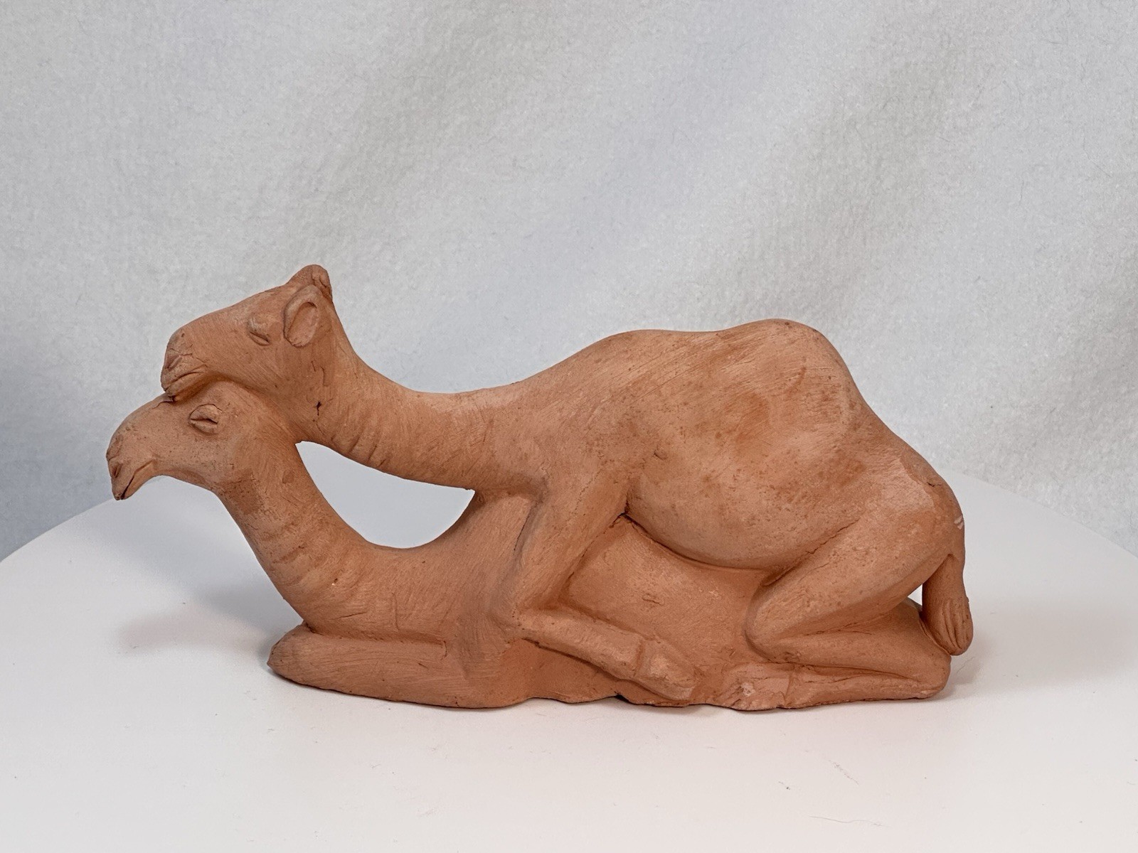 Handmade Terracotta Camels Naughty Art Pottery Sculpture Novelty Nativity
