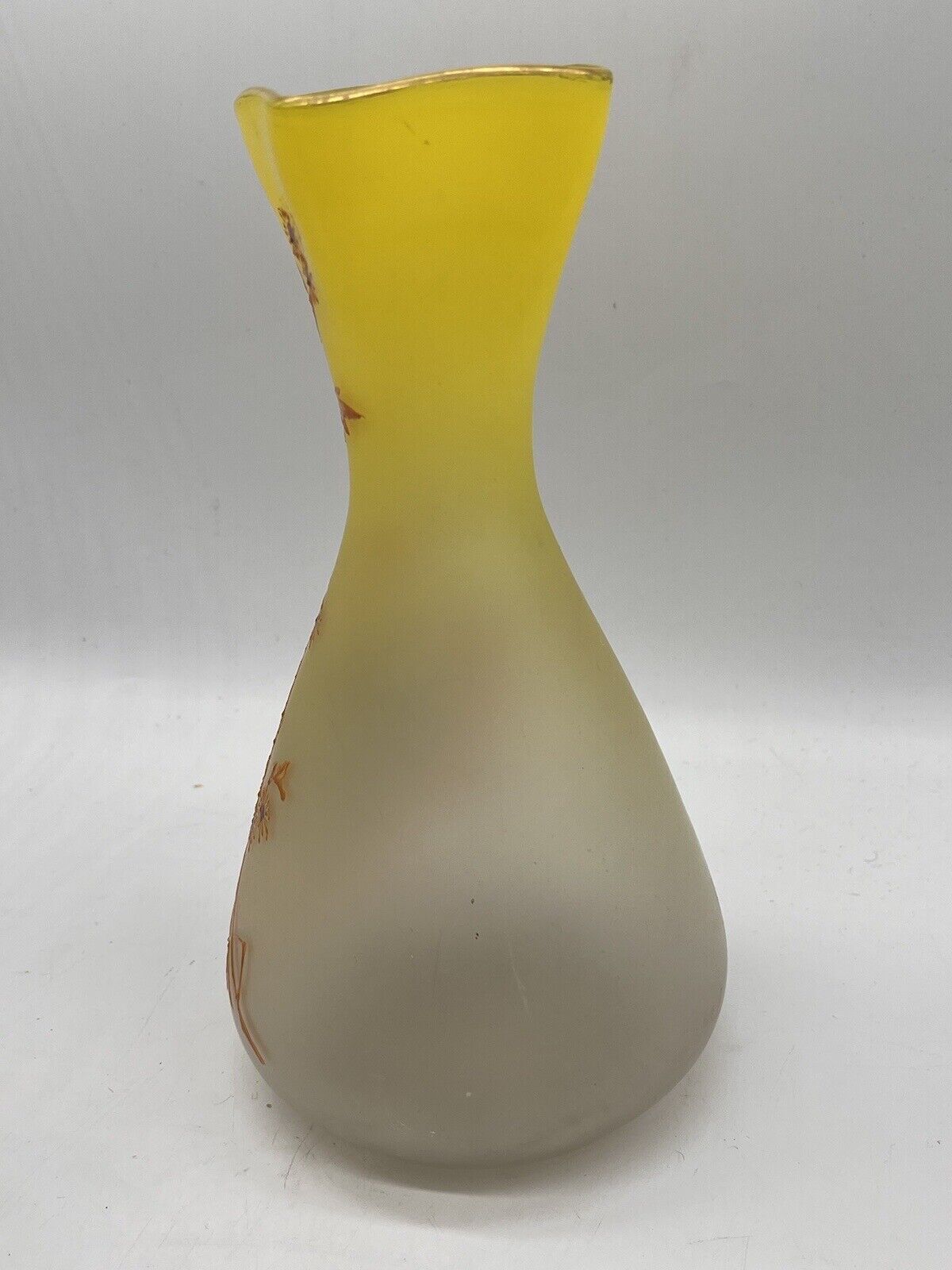 Antique Bohemian or French Glass Portrait Vase Enamel Victorian Flowers