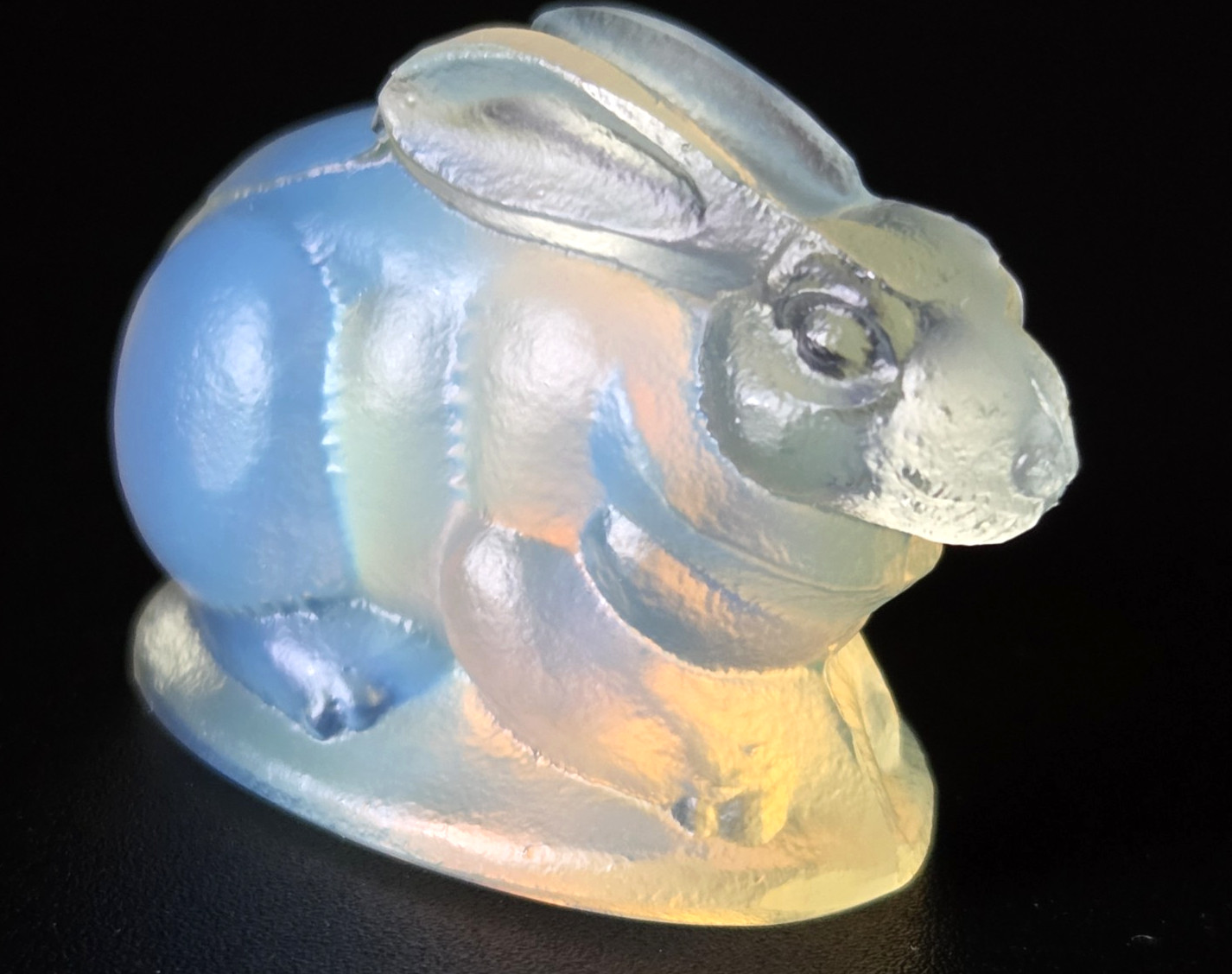 Sabino Opalescent Art Glass Bunny Rabbit Figurine Early Signature MINT