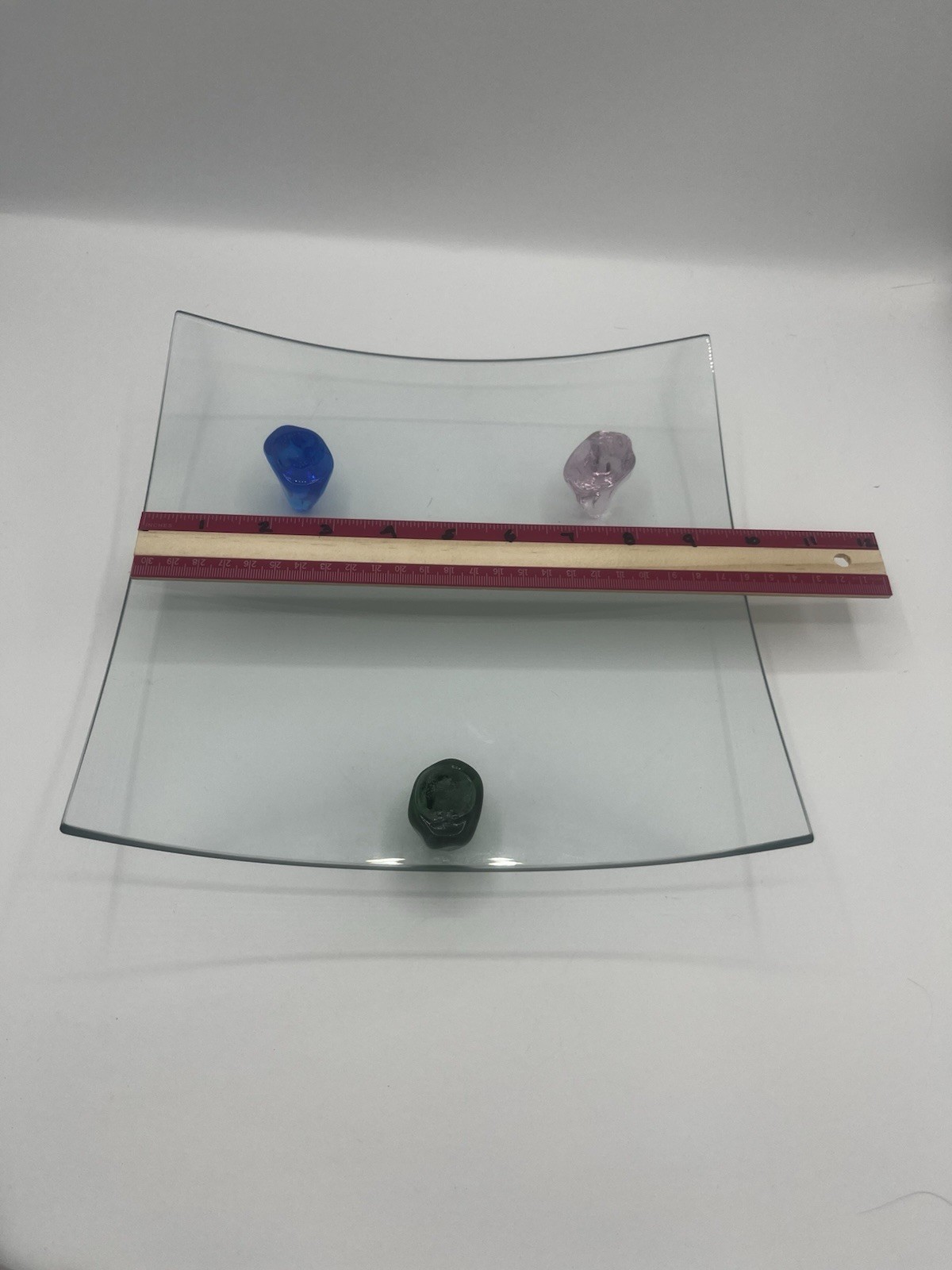 Creative Glass CG Art Glass Square Footed Platter Modern Decor 10”x10”