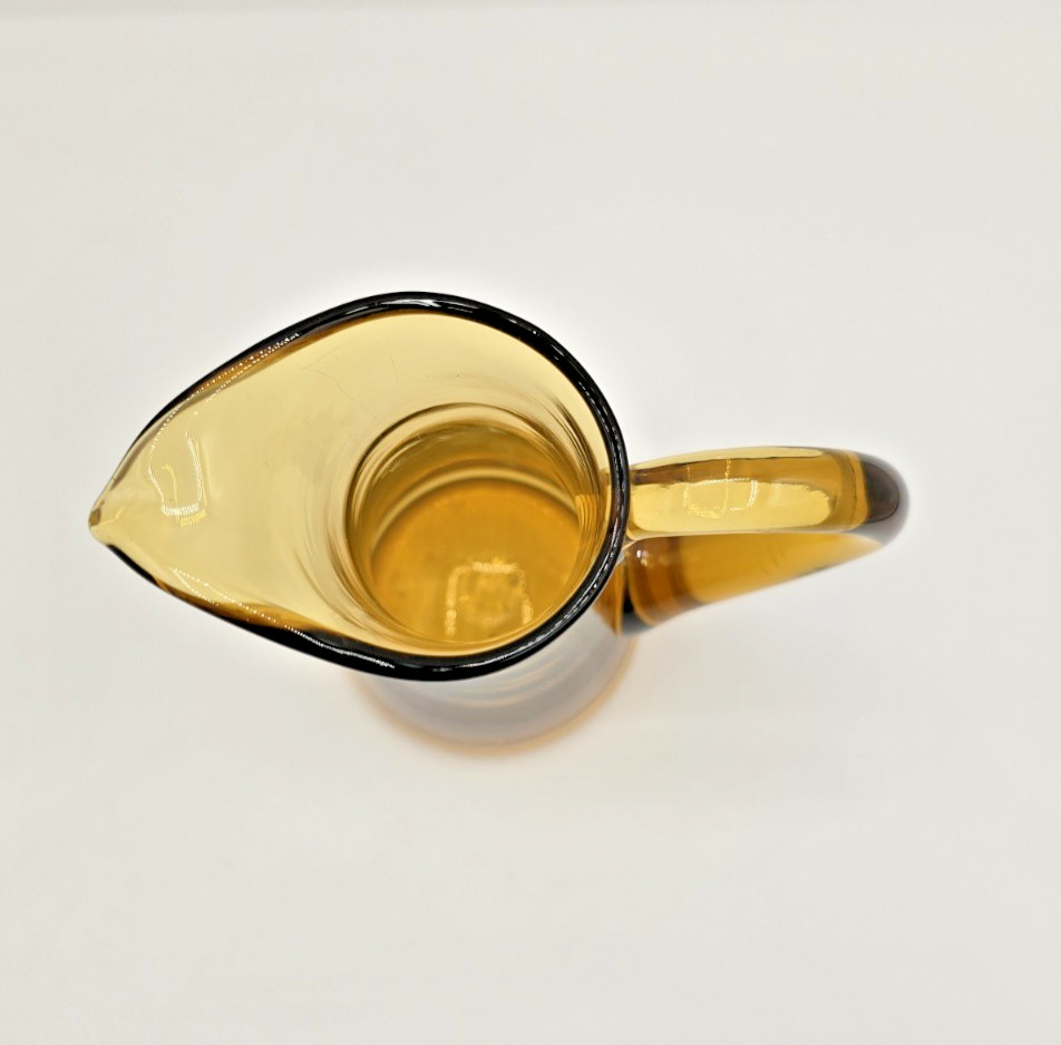 Blenko Amber Small Glass Pitcher Mid-Century Modern 8″