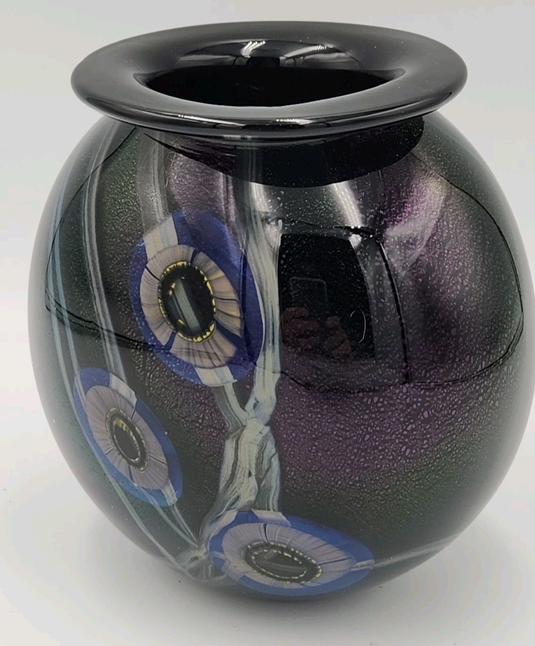 Eickholt 2001 Multicolored Dichroic Seascape Urchin Glass Vase 5 1/4″ T