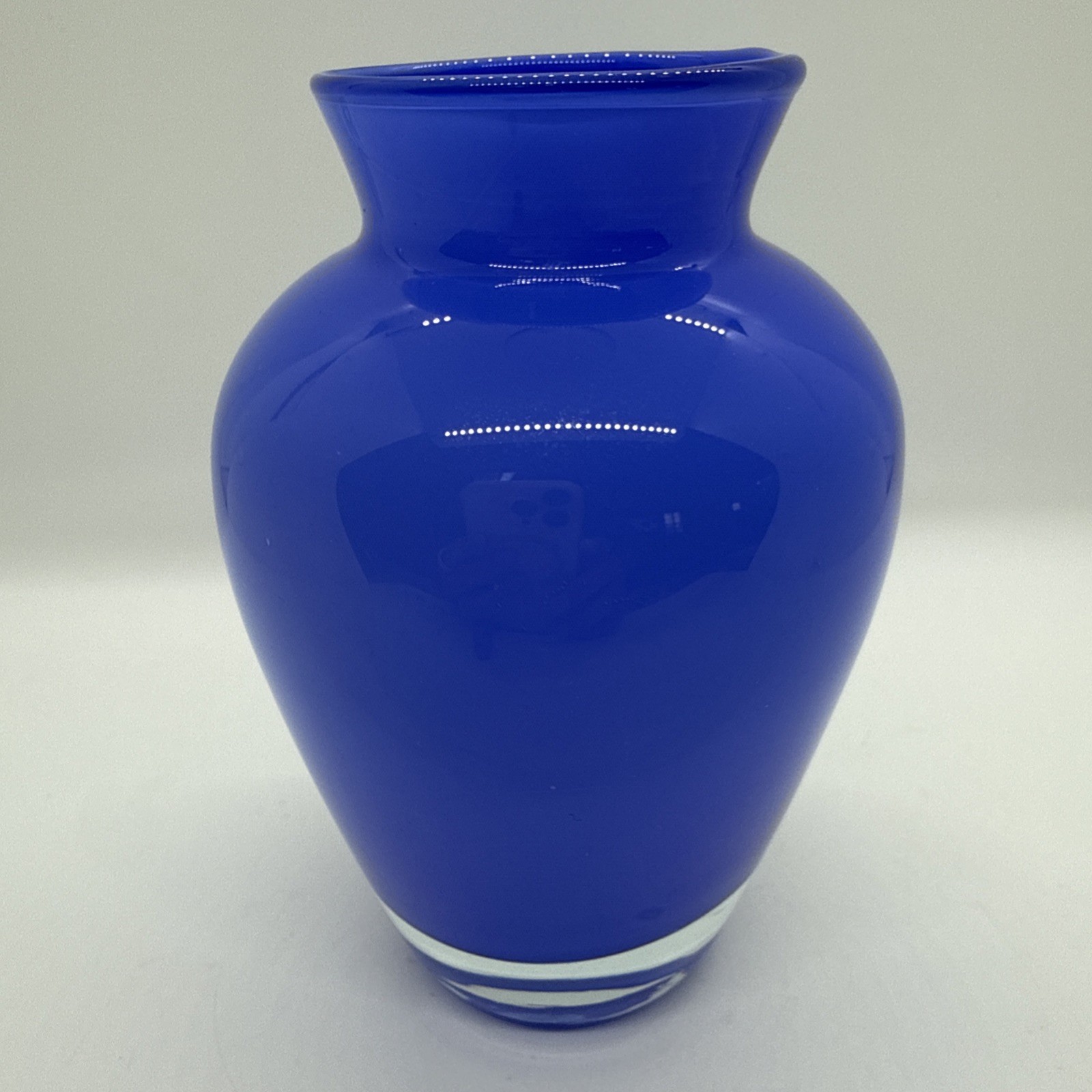 Cobalt Lavender Blue Hand Blown Glass Vase 4.75″ Tall Art Glass Modern Small