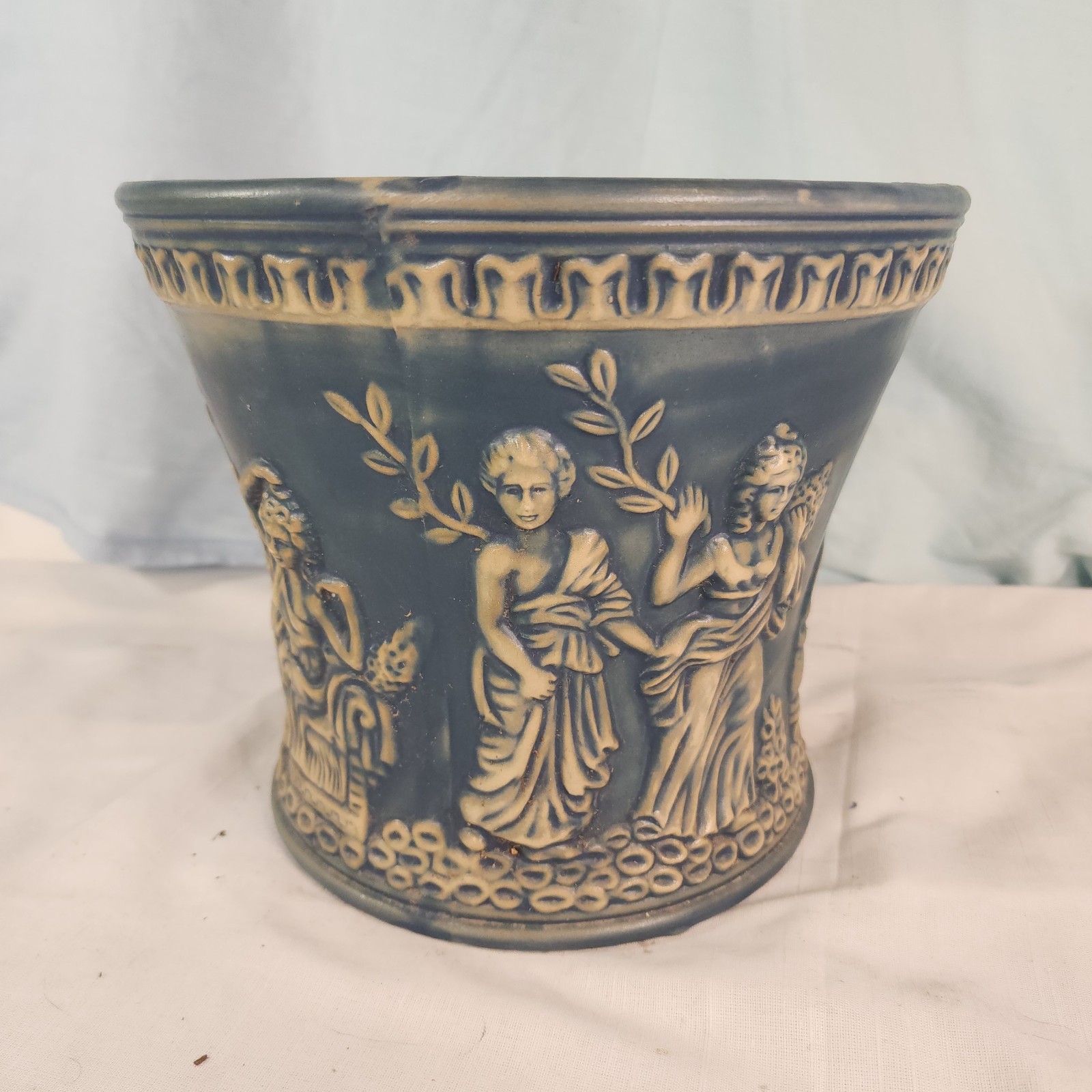 Roseville Pottery, Doric Blue Grecian Jardiniere Planter, Nice!