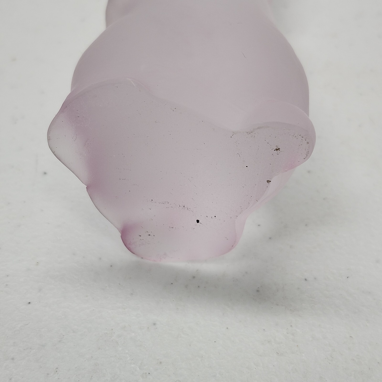 Vintage Pink Frosted Glass Bunny Figurine | Satin Glass Easter Rabbit 5″ Decor