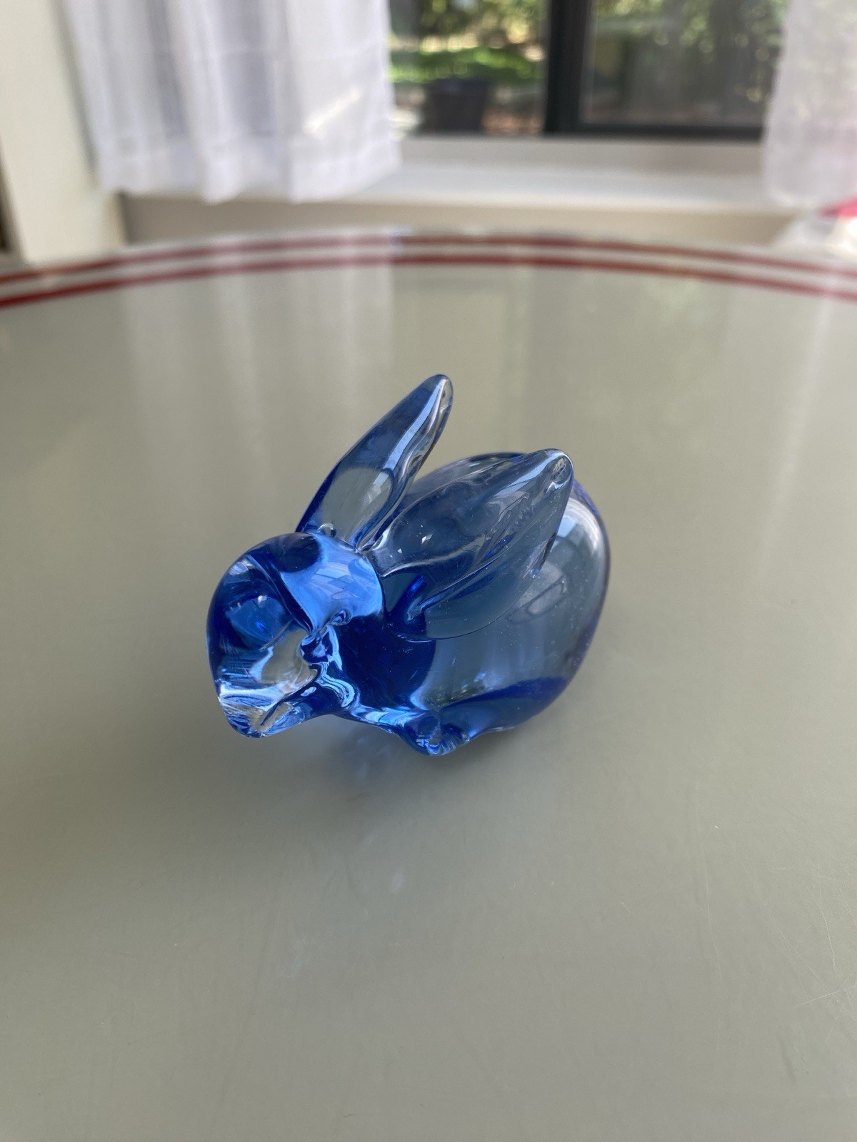 United States Commemorative Fine Art Gallery COBALT BLUE Glass BUNNY 3”