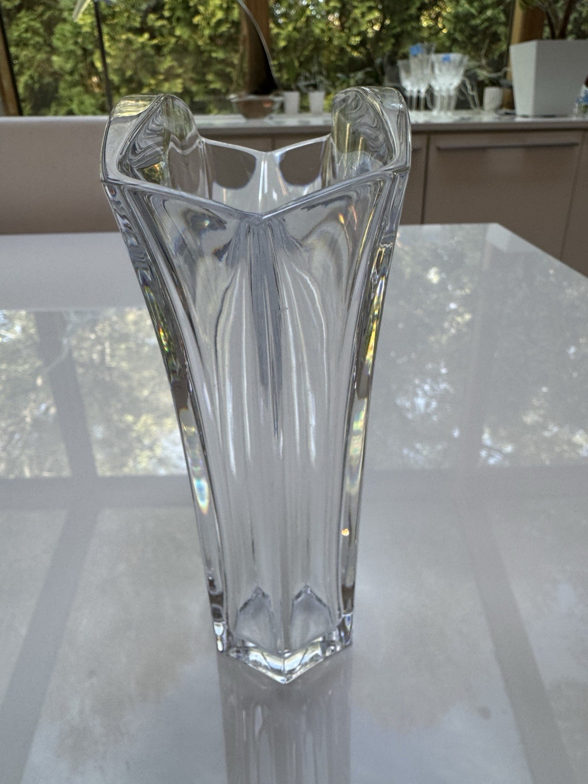 Baccarat Crystal Ginkgo Vase. 7”