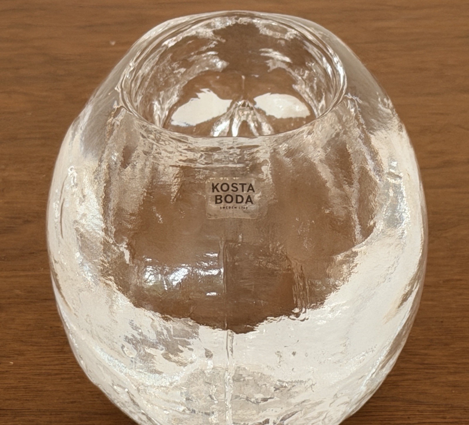 Kosta Boda Sweden Art Glass Crystal Skull Sculpture Figurine Candle Holder Vtg