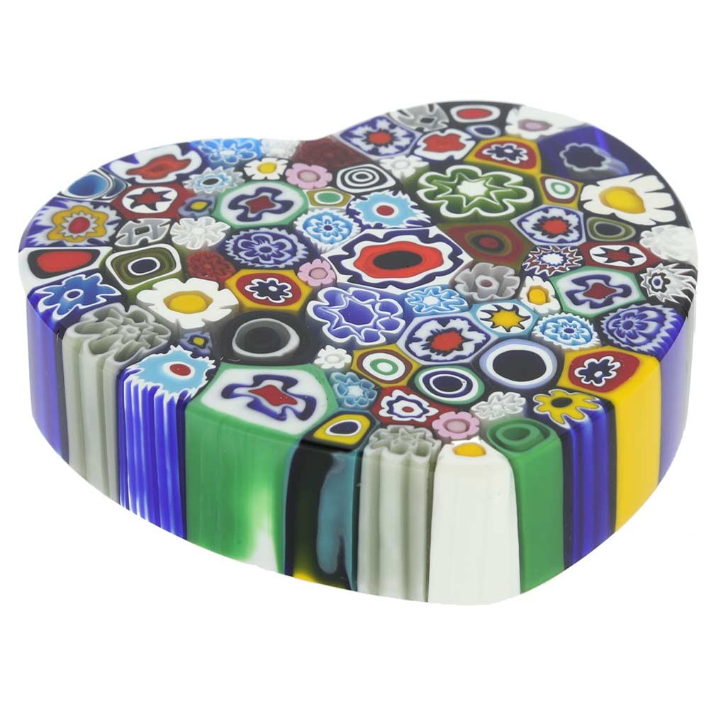 GlassOfVenice Murano Glass Millefiori Heart paperweight – Large