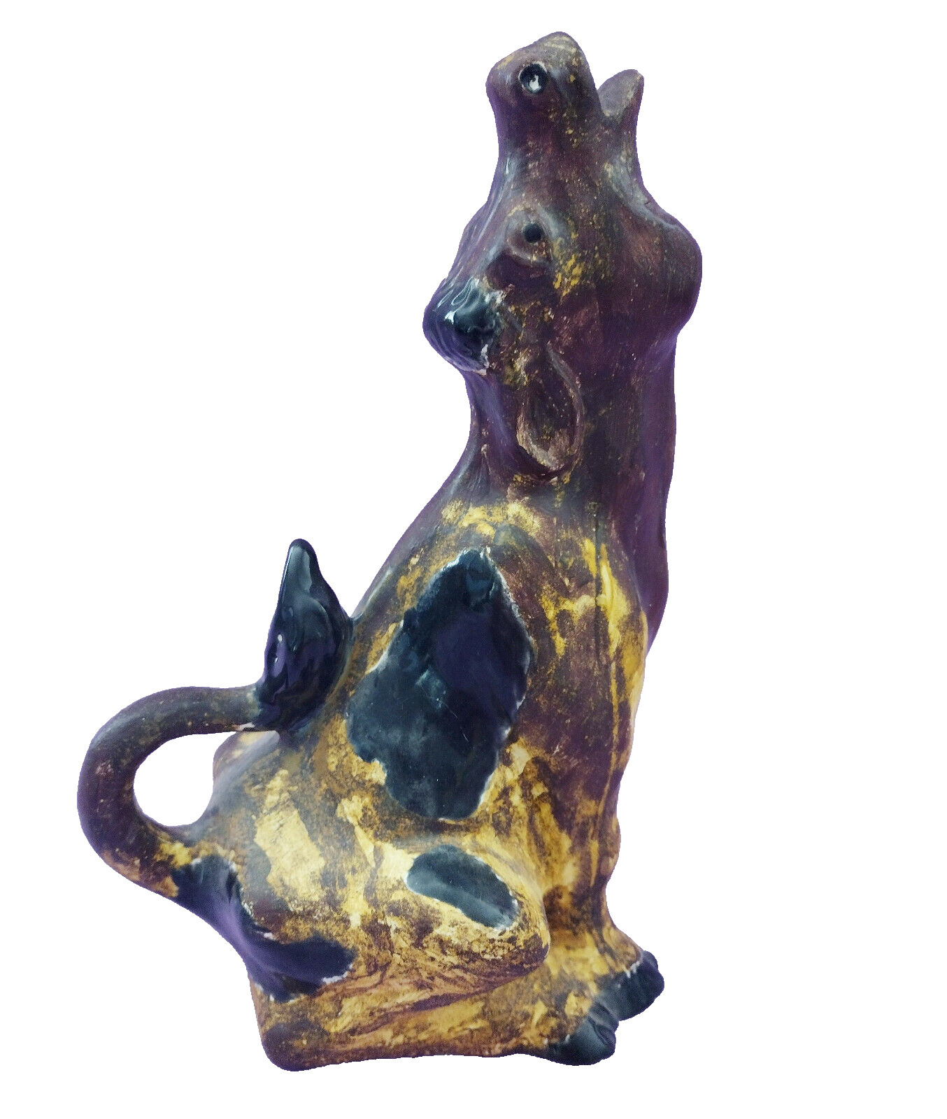 Mooing Cow Pottery Statue Handmade Figurine Art Sculpture Vintage 9″ Farmhouse