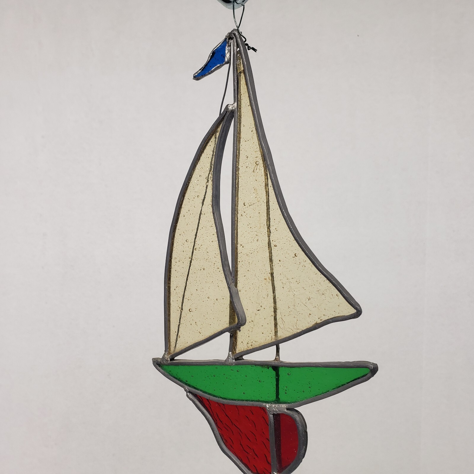 Hanging Stained Glass Sailboat Nautical Decor Suncatcher Handmade