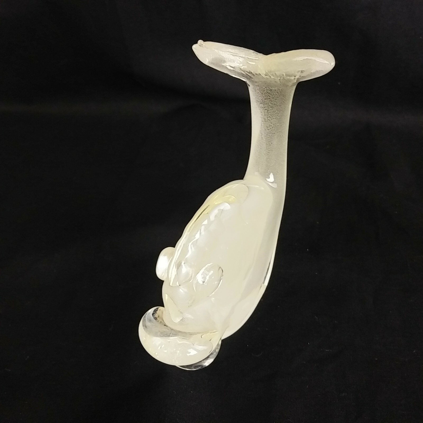 Scandinavian glass sculpture A Jacobino Oy Kumela Fish Sea Monster Whale Clear