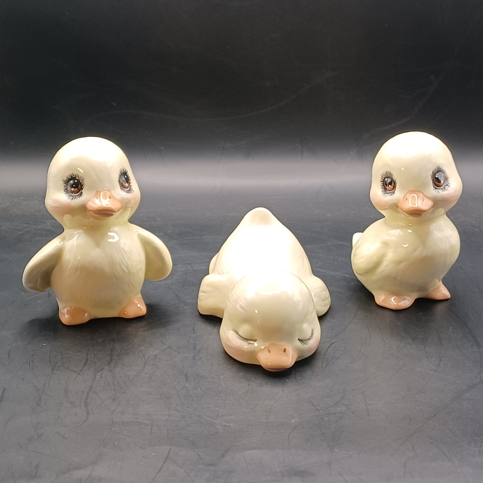 Vtg. Set Of 3 Baby Ducklings, Hand Painted ,signed By Artist Joann Garcia E2442S
