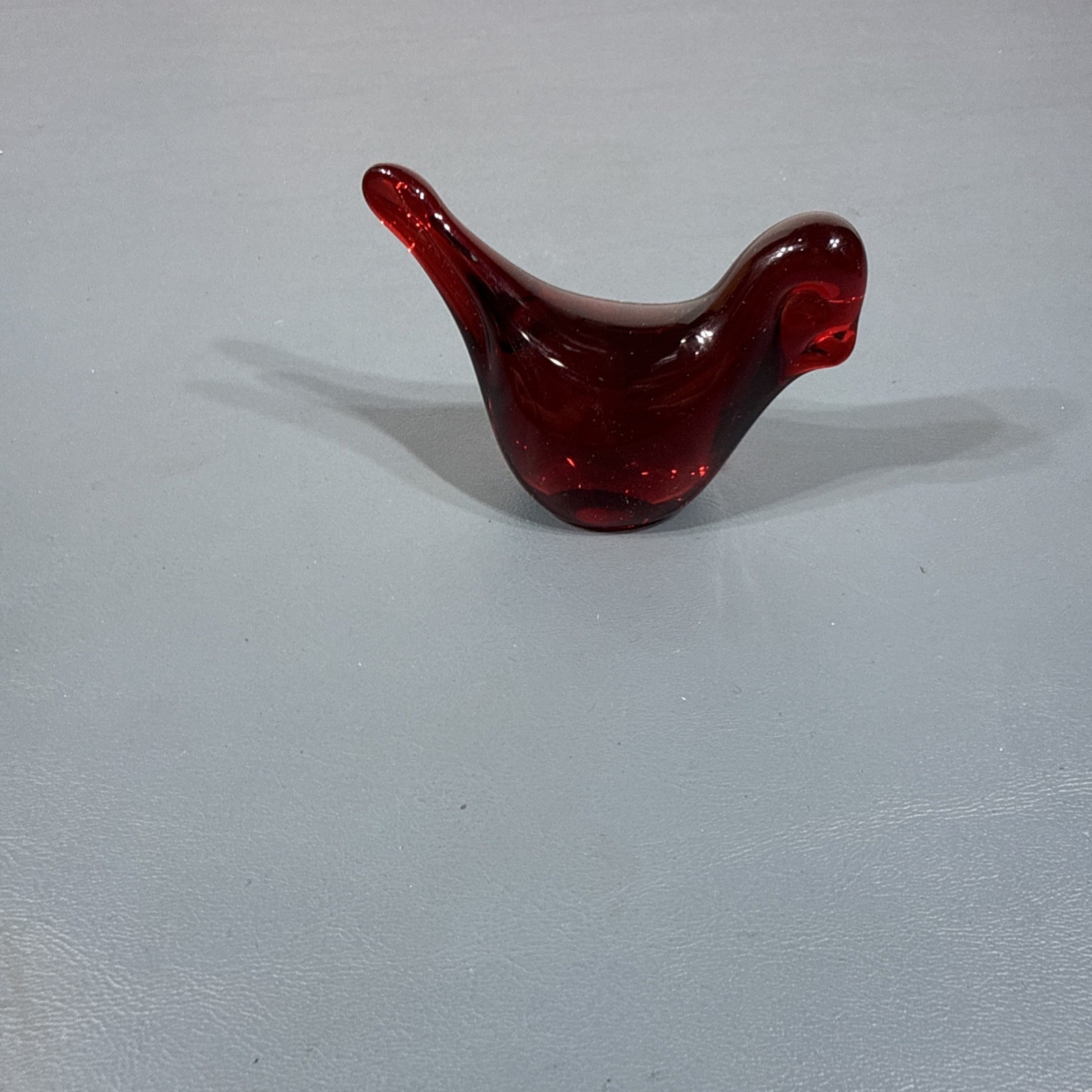 Vtg Ruby Red Art Glass Bird Figurine