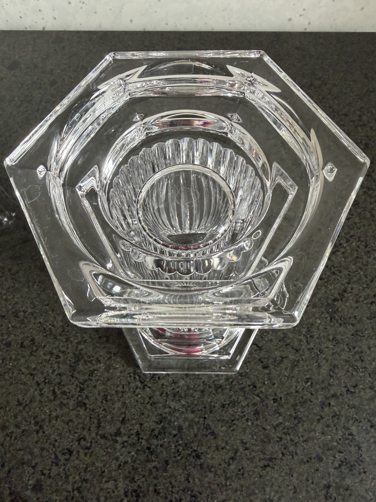 Vintage Marquis by Waterford Crystal Pillar Triumphe Candle Holder Pair 6”