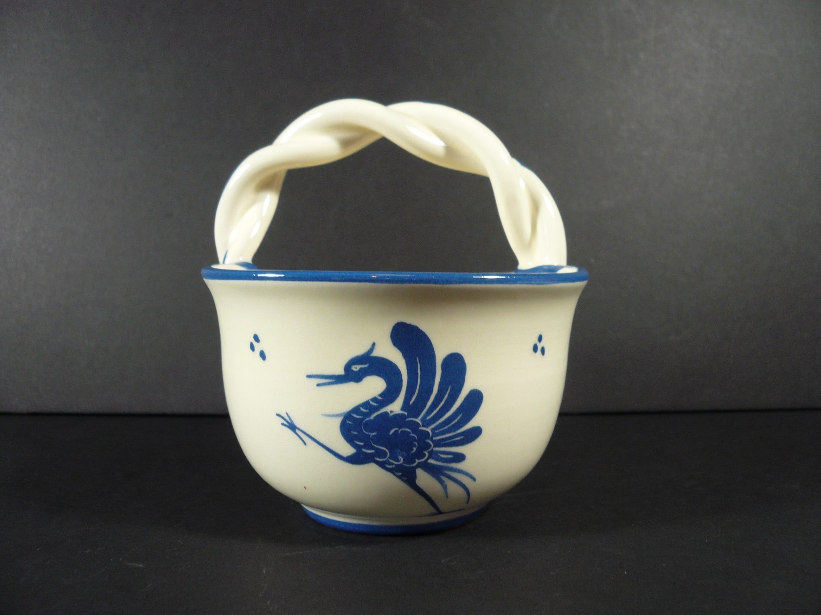 Bulle Dubuis Bosshard Basket Vase Peacock Pottery Poterie du Gruyere Switzerland