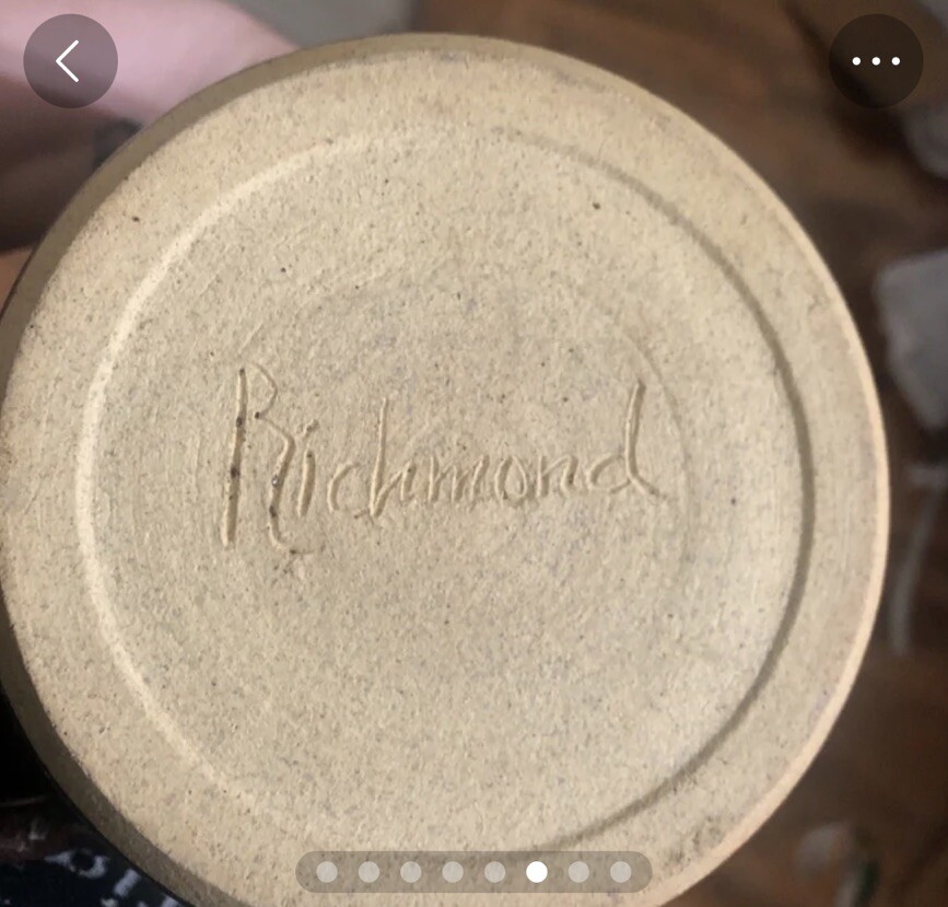 Signed Piece Of Richmond Pottery Pot With Handle Vintage