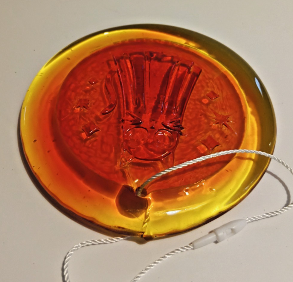 Blenko Glass 2025 Ghost Kitty Halloween Suncatcher Tangerine 3 3/4″