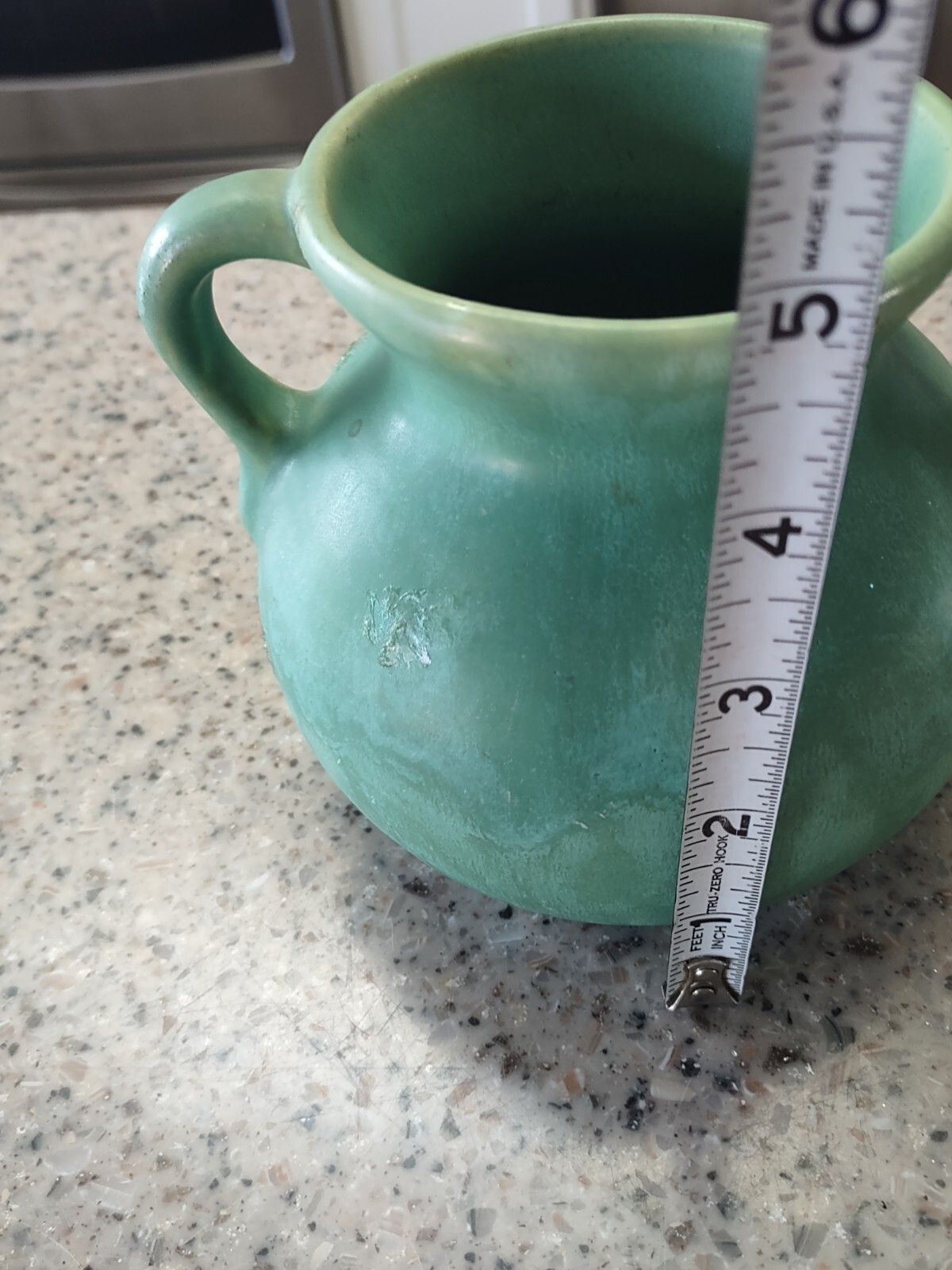 Green Matte Glaze Art and Crafts Pottery Vase Art Deco MCM Double Handle Beauty