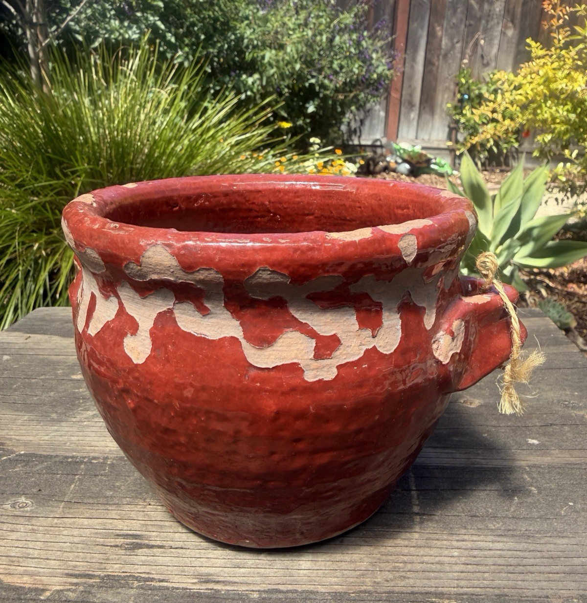 Share RARE Pottery Barn Tuscany Decor Ceramic Jar Vase Pot Handled Jug RED
