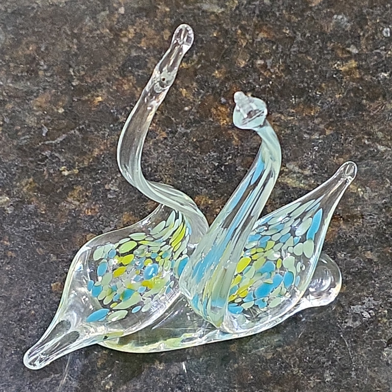 Vintage German Lead Crystal Swan Figurine Pair.