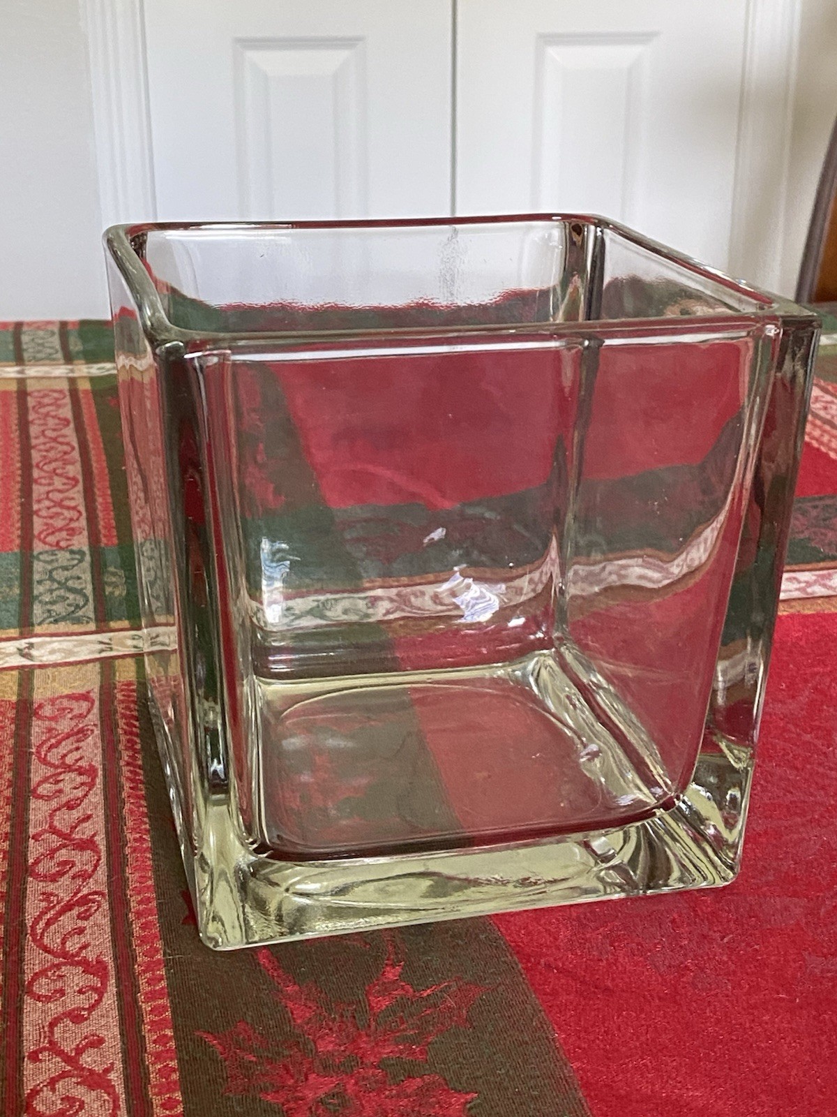 Square Clear Cube Vase Thick Heavy Candy Dish 6”