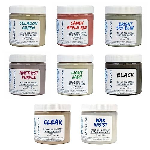 Mid Fire Celadon Pottery Variety Set – 8 x 4oz Jars – Cone 6 Glazes