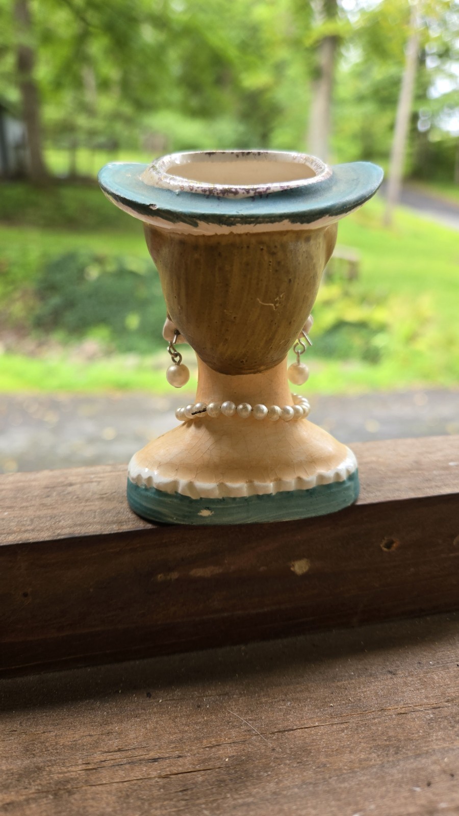 1950s Lady Head Vase Succulent Planter 3.25 Inches Tall