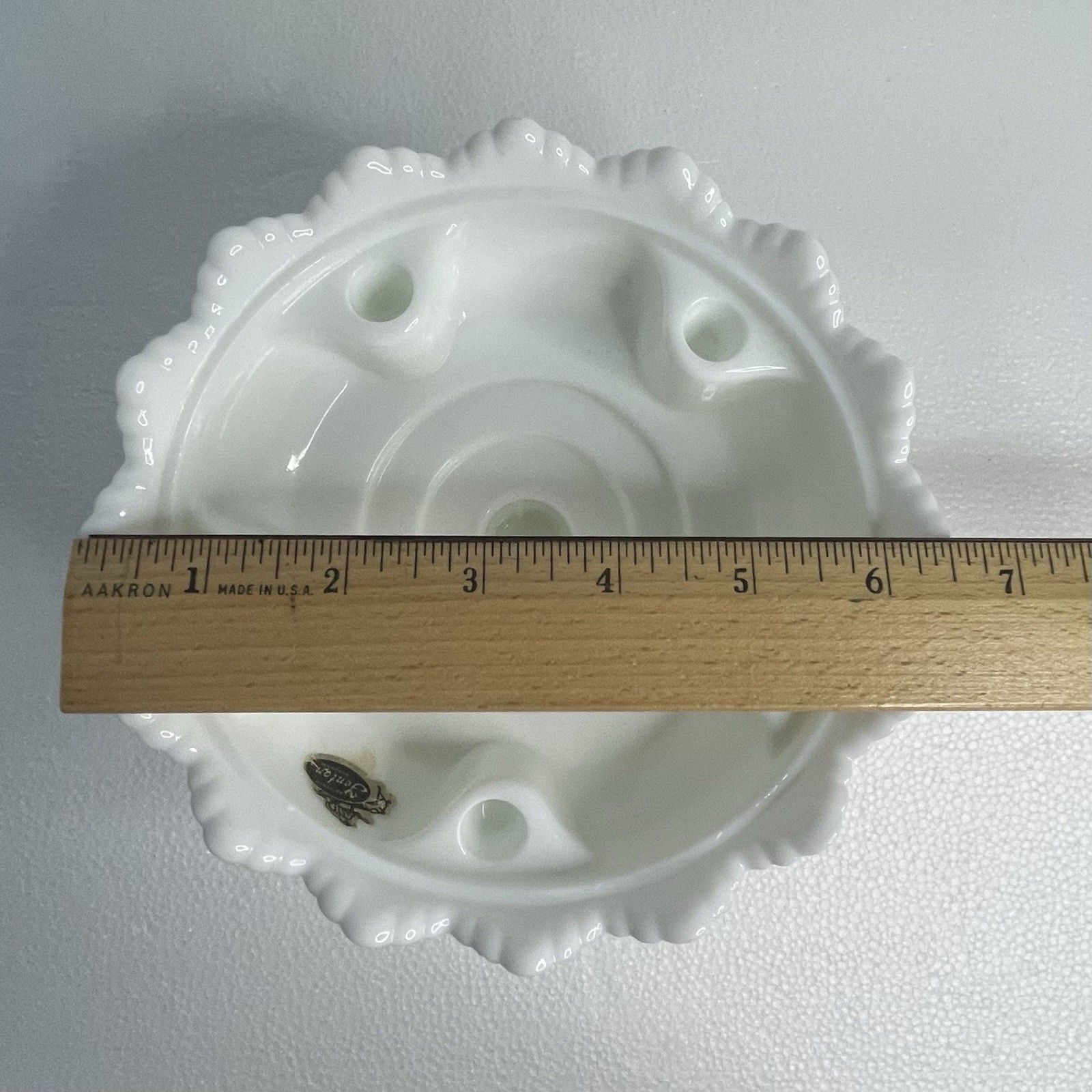 VTG Authentic Fenton Handmade Milk Glass Hobnail Candle Holder Original Sticker