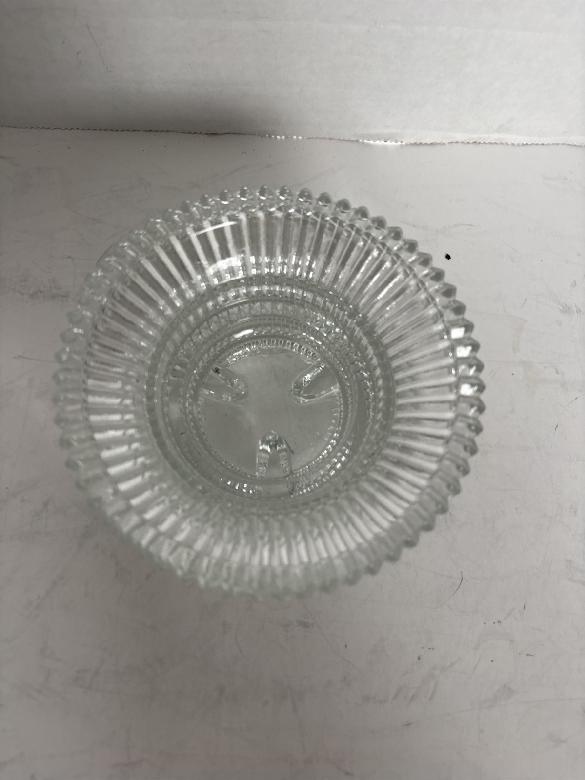 Indiana Glass Reflections Crystal Diamond Point Candle Holder Reversible VINTAGE