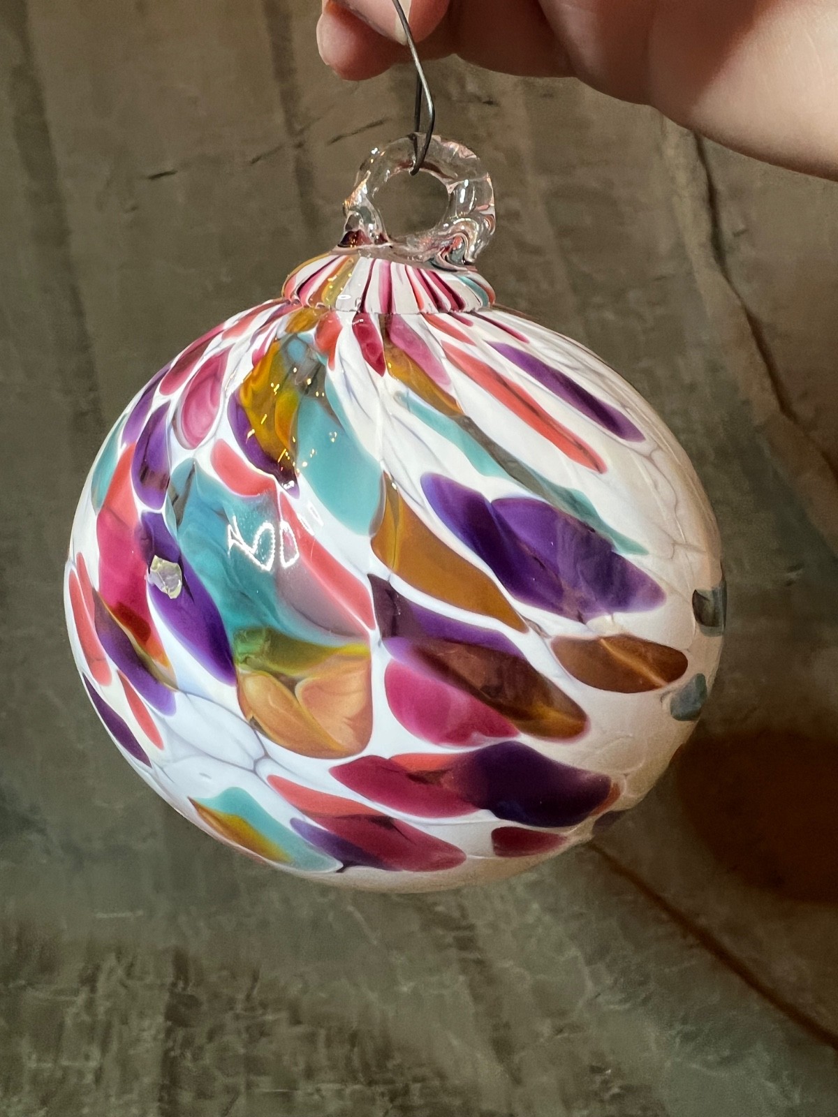 Hand-Blown Multi-Color Round Art Glass Christmas Ornament