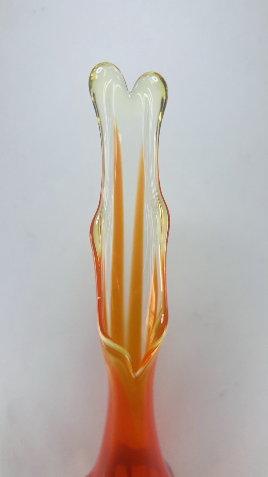 Vintage Viking Glass 16” Epic 6-Petal Persimmon Swung Vase, Excellent Condition