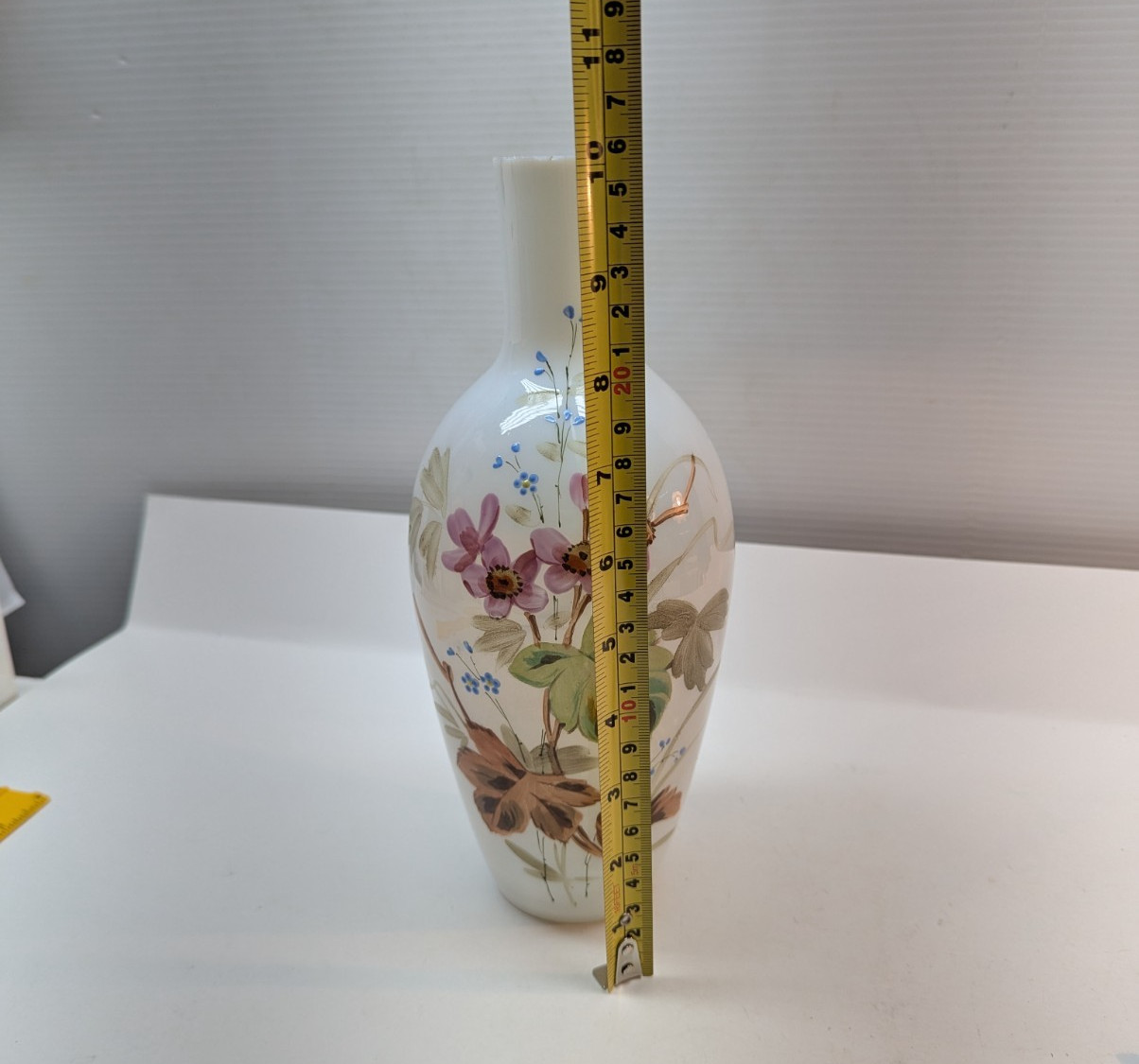 Vintage Bristol Glass Vase Roses Floral Decoration Porcelain 10 Inch