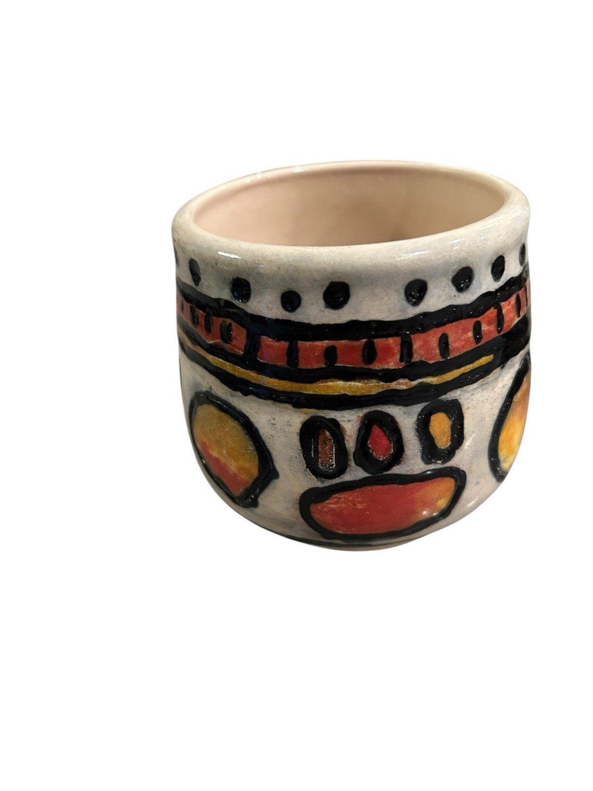 Vintage Handmade Cup/ Vessel Art Pottery Geometric Design Signed