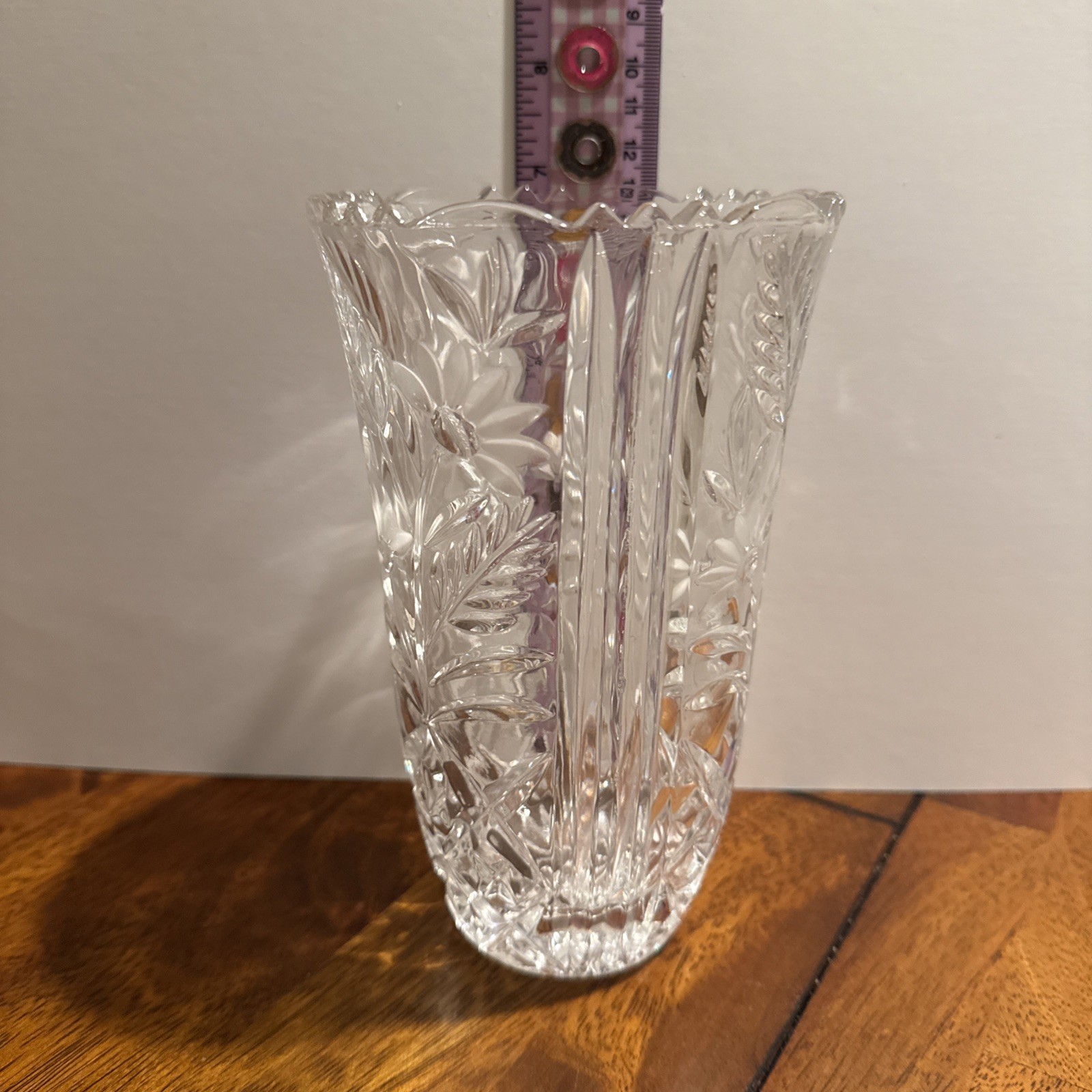 Vintage “Margaret”by ANNA HUTTE Lead Cut Crystal Floral Pattern Vase 7”