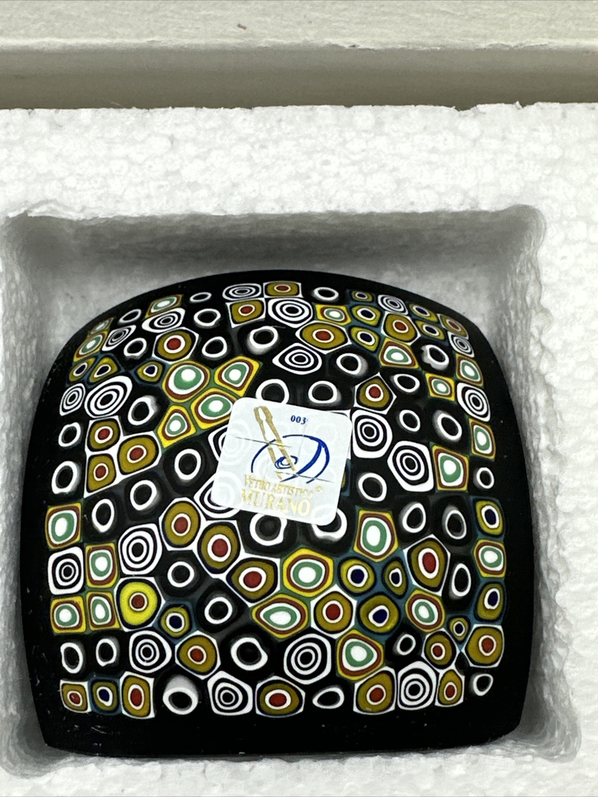 Murano Glass 3×3 Square Trinket Dish Color 001 Italy w Certificate NM4