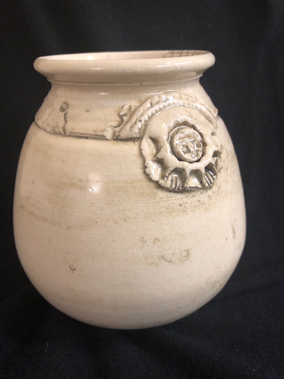 Handmade Wheel Thrown Pottery Terracotta Vase – rustic glazed – Signed Sara.