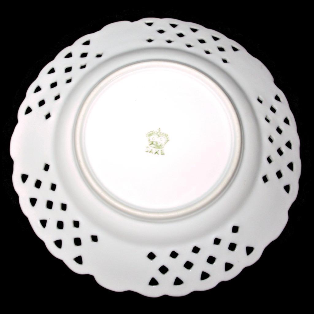 Charles Ahrenfeldt SAXE 1886-1910 DRESDEN FLOWERS Reticulated Plate, 7 3/8″ (C)