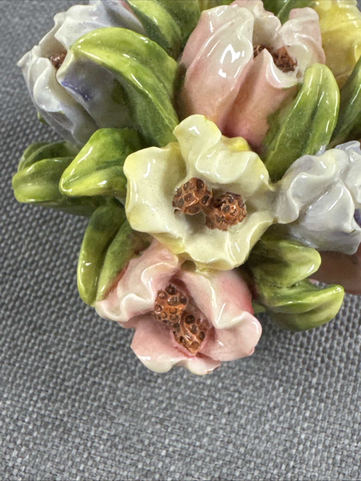 Vintage Porcelain Colorful Flower Posies Bouquet
