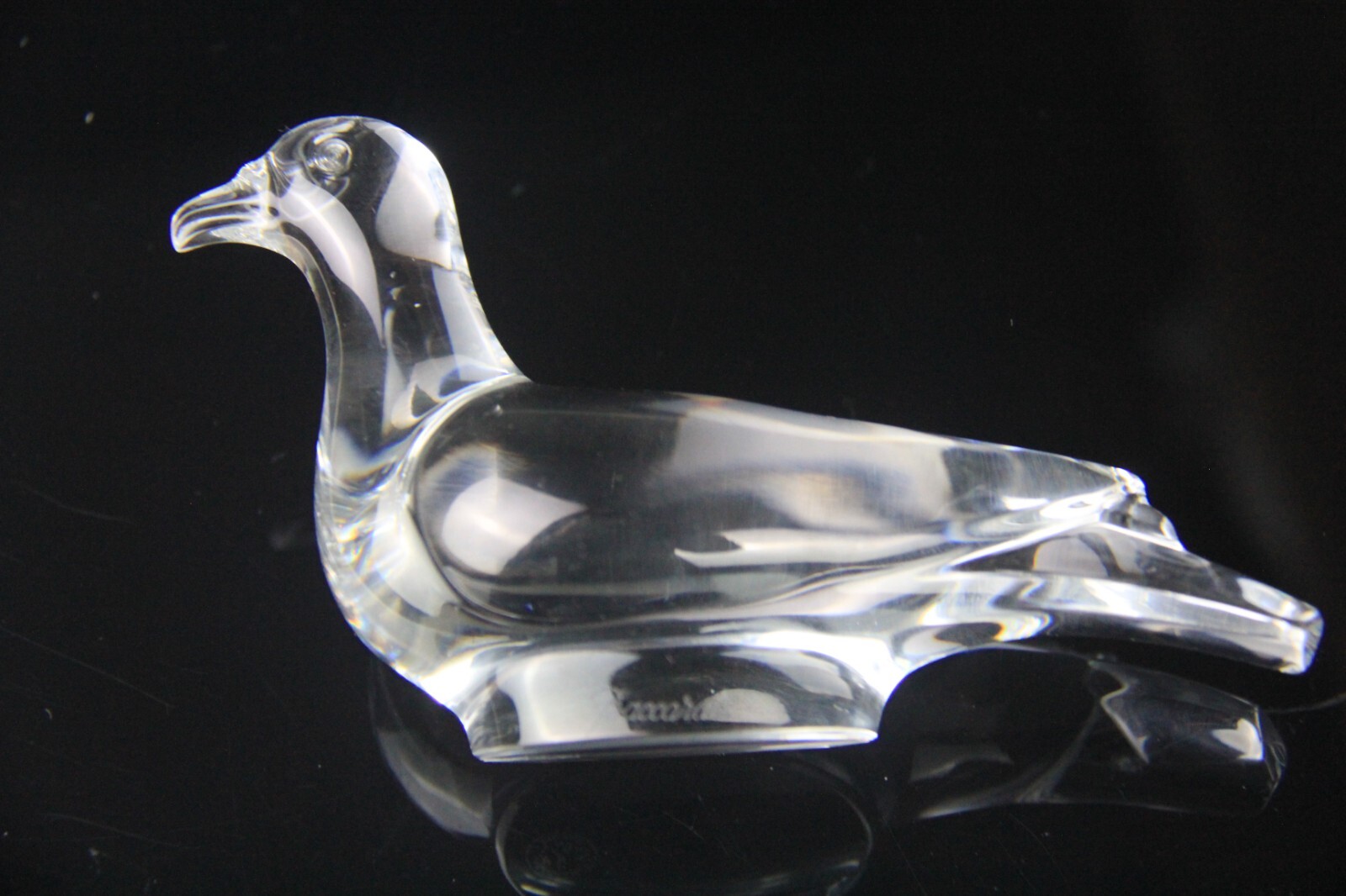 BACCARAT Figurine France Clear Crystal Turtle Dove Bird Paperweight Signed