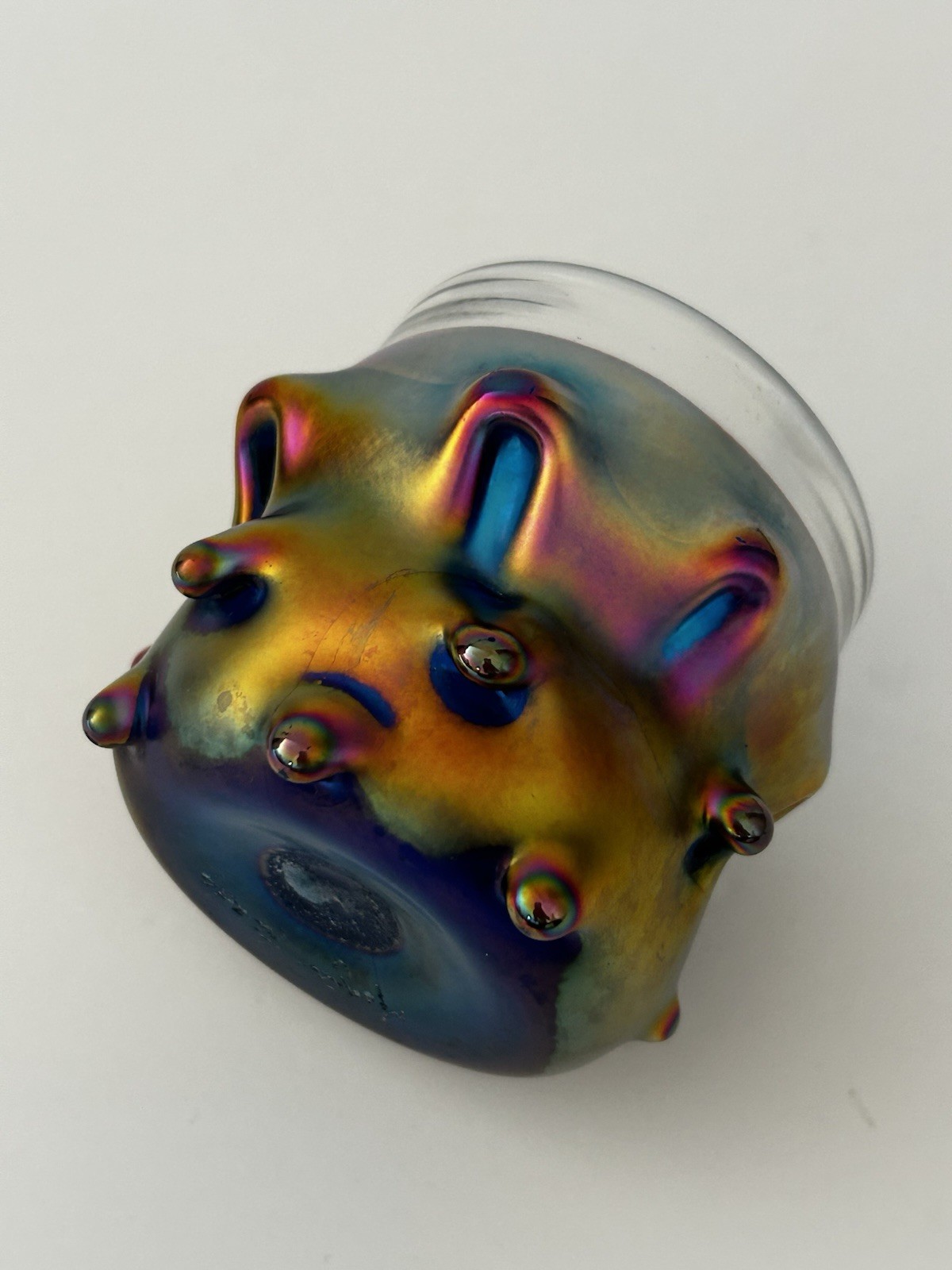Magic Sands Iridescent Art Glass Vase Cup Candle Holder 8oz 3.5″ h Collectible
