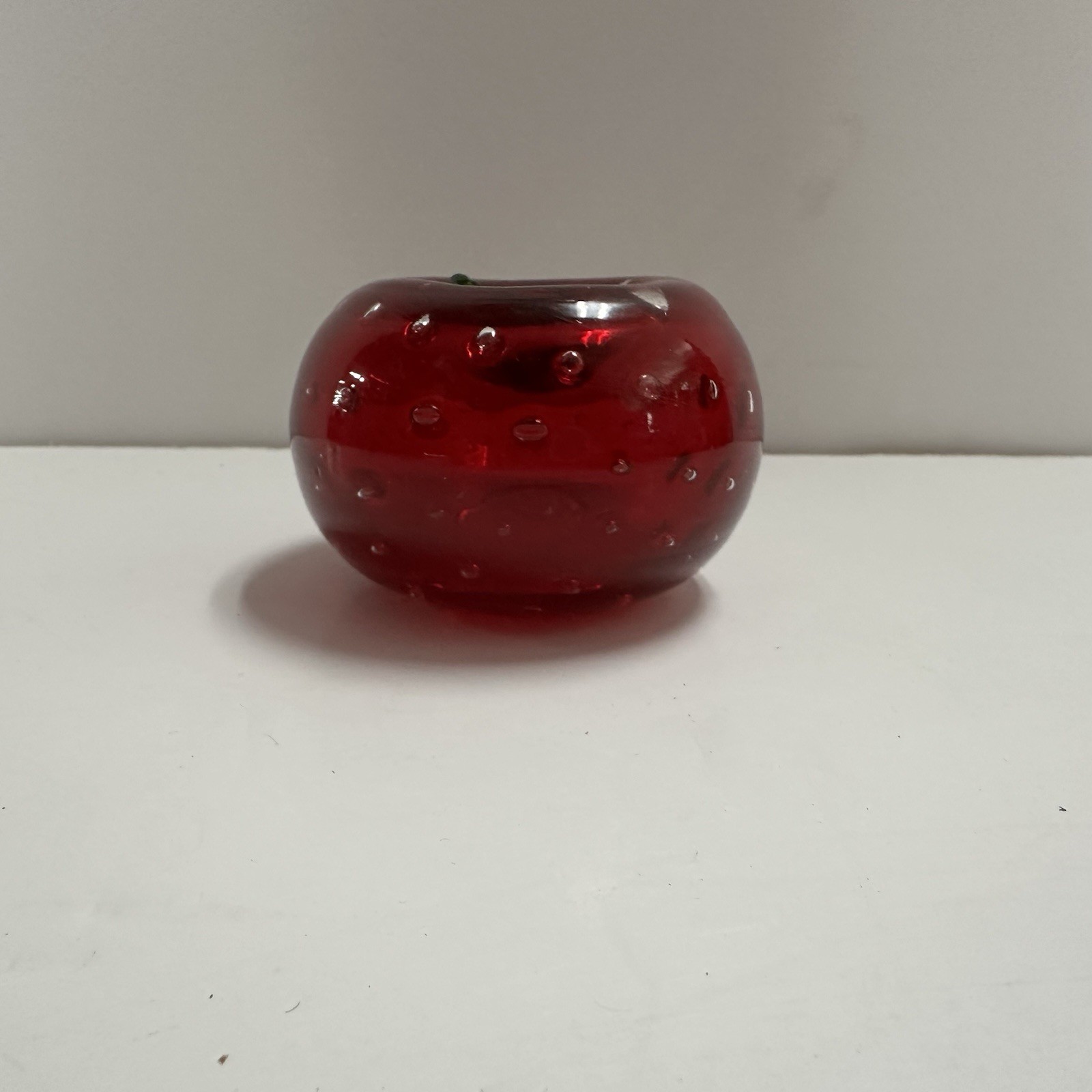 Glass Apple Paperweight Controlled Bubble Small Figurine