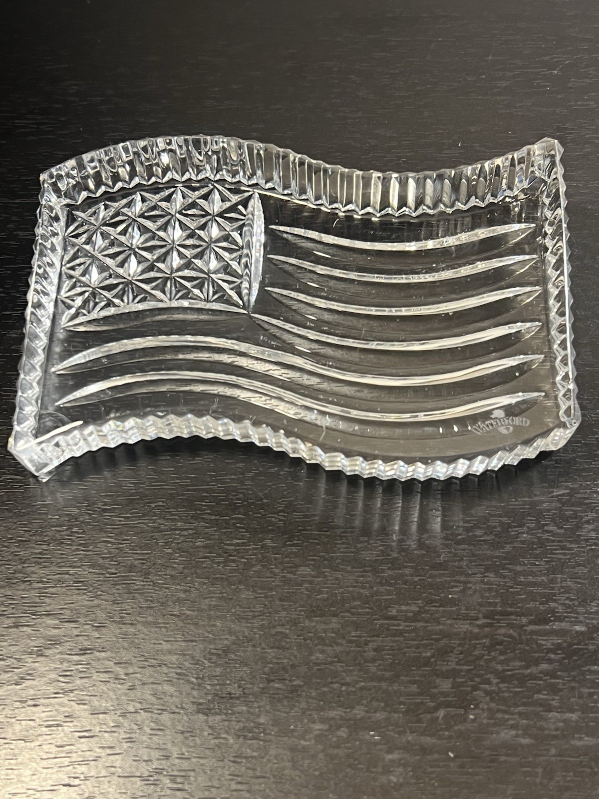 Waterford Crystal American Flag Paperweight Art Glad Signed USA Patriotic Decor