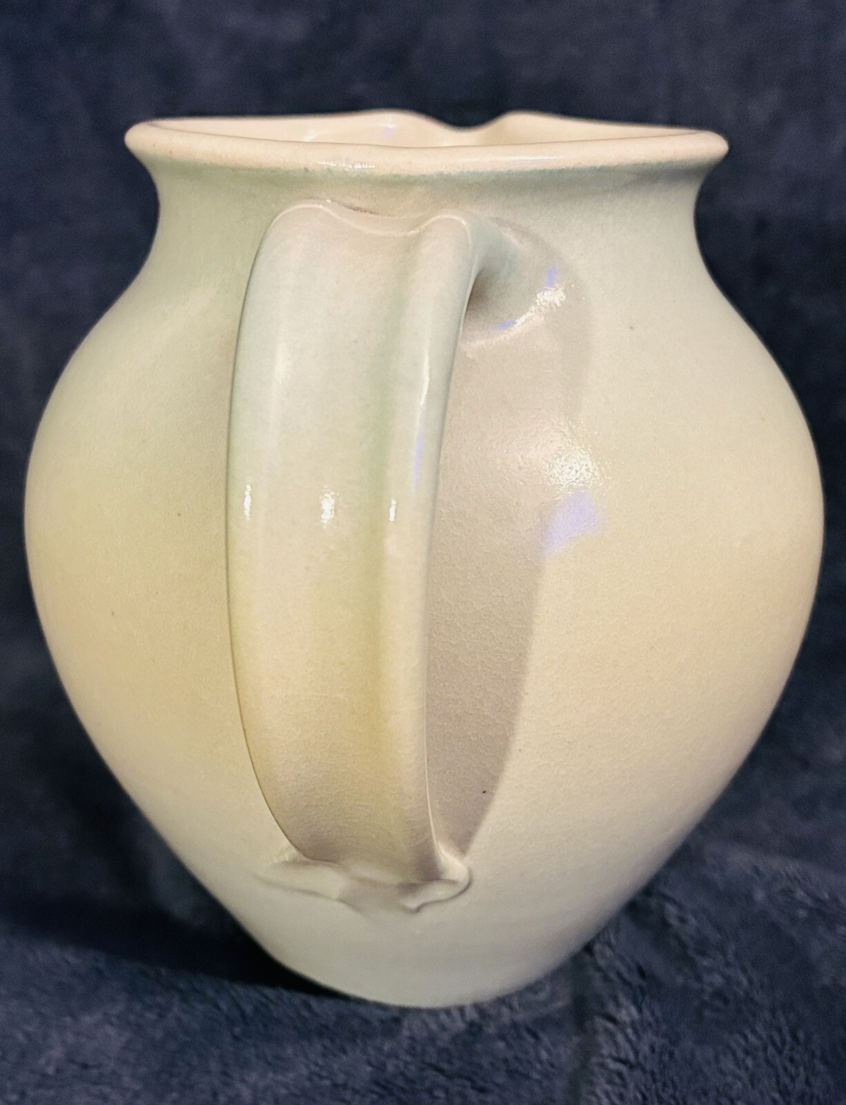 Santa Barbara Ceramic Design 1982 Art Pottery Hand Painted Pitcher Vase 7”x6.5”