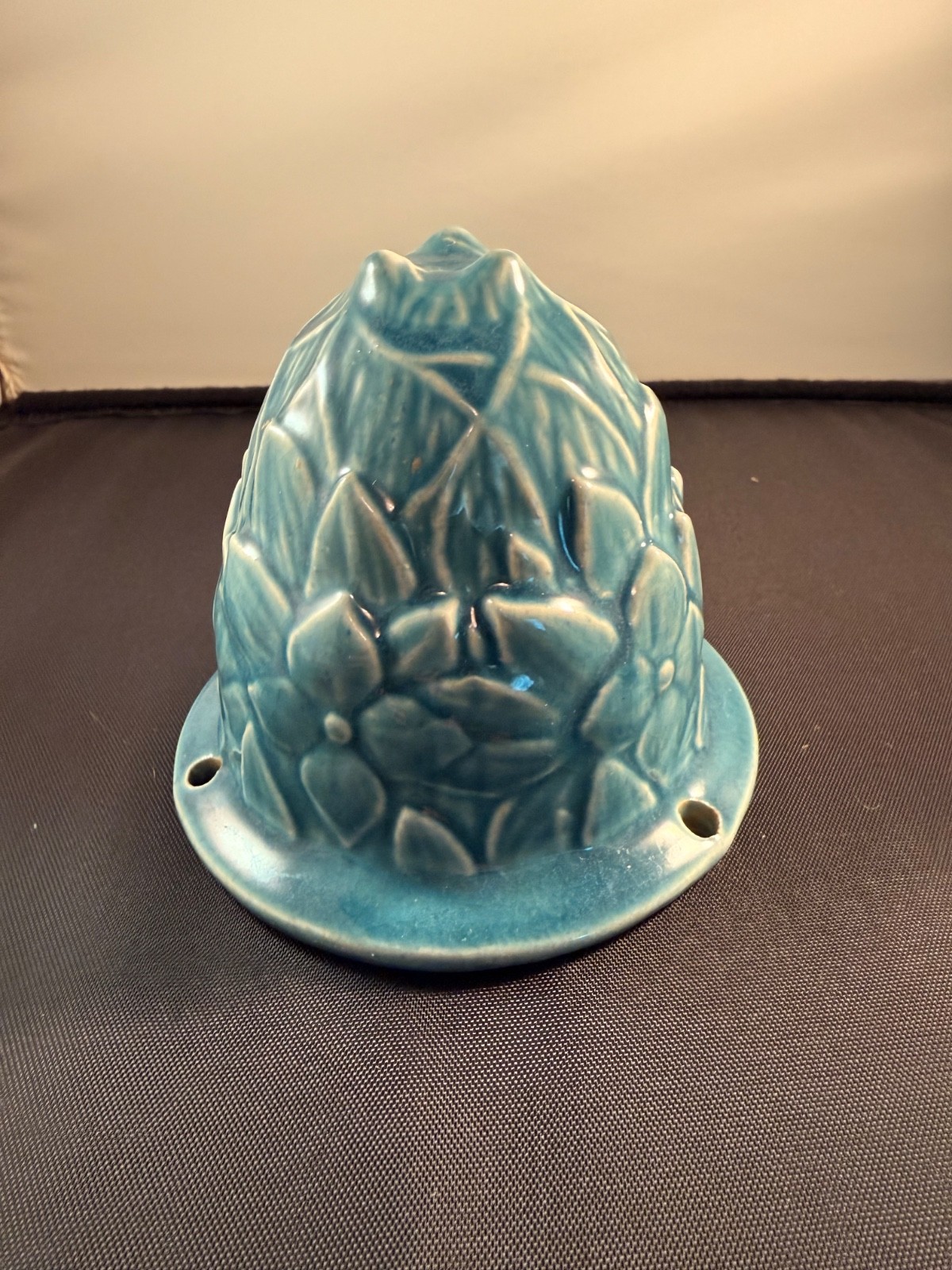 VTG McCoy Hanging Planter Turq. Tri-Chain RARE Art Pottery Mid-Century Vase Old