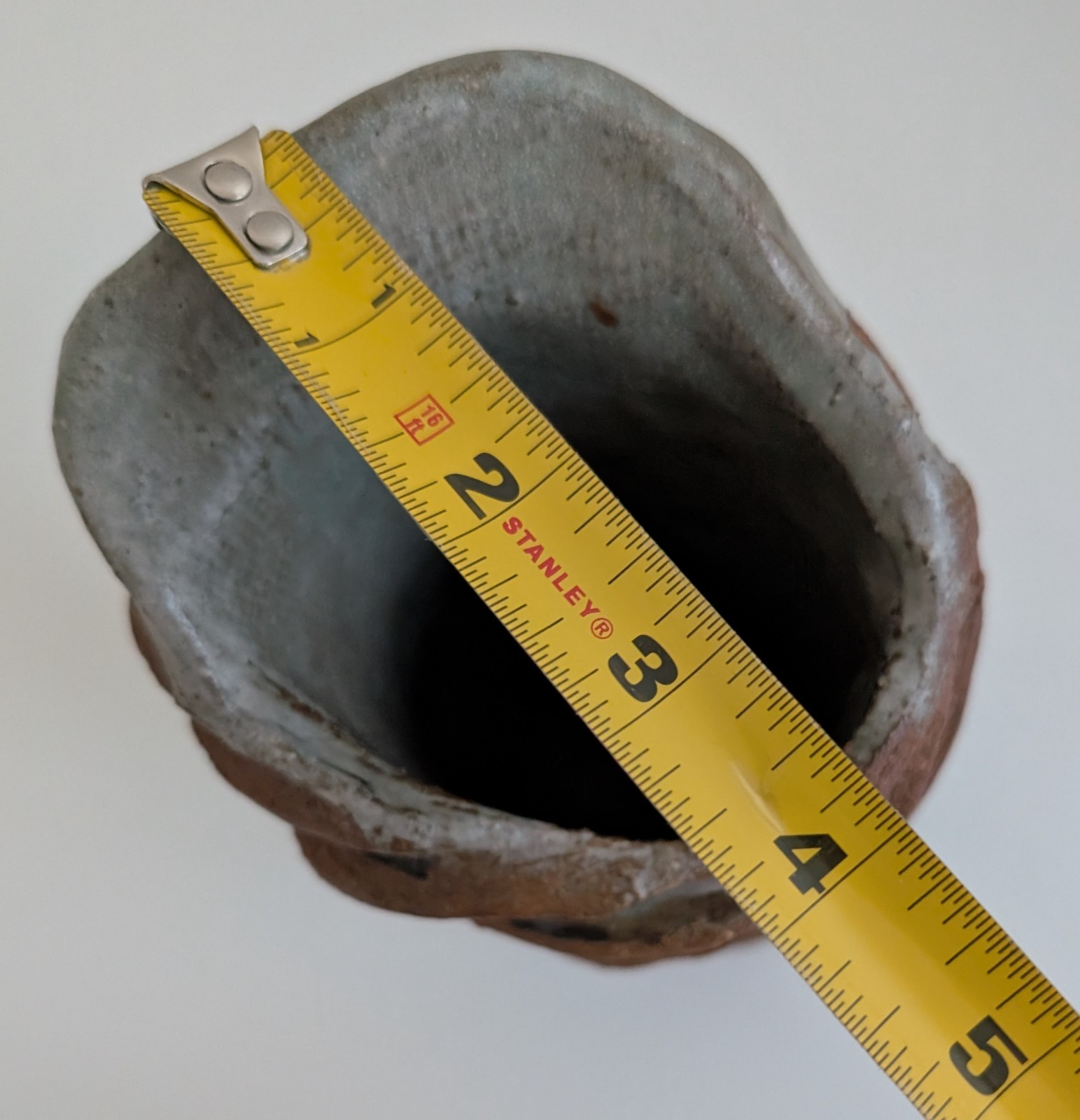 Art pottery vase textured wabi-sabi twisted coils rustic primitive brown grey