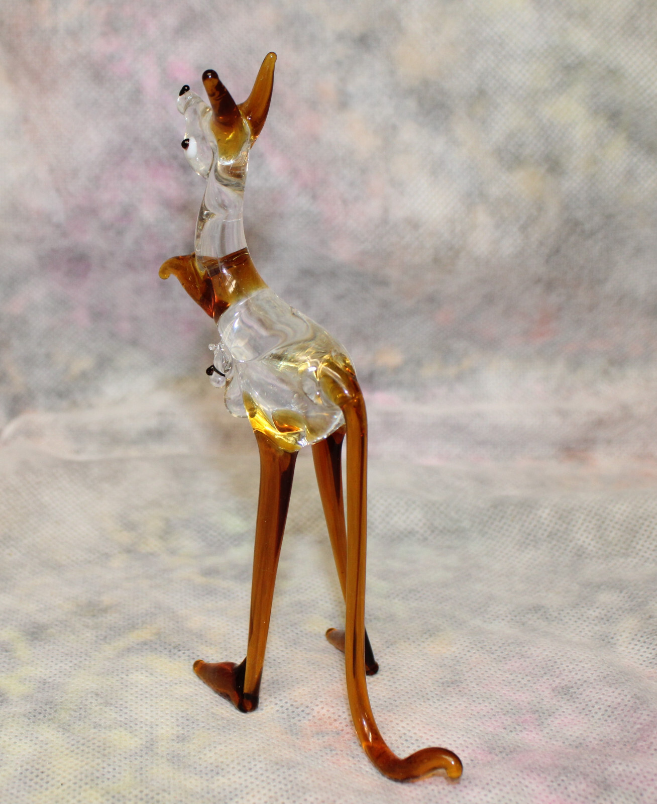 6¼”H Hand Blown Art Glass Kangaroo w/Joey in Pouch Figurine